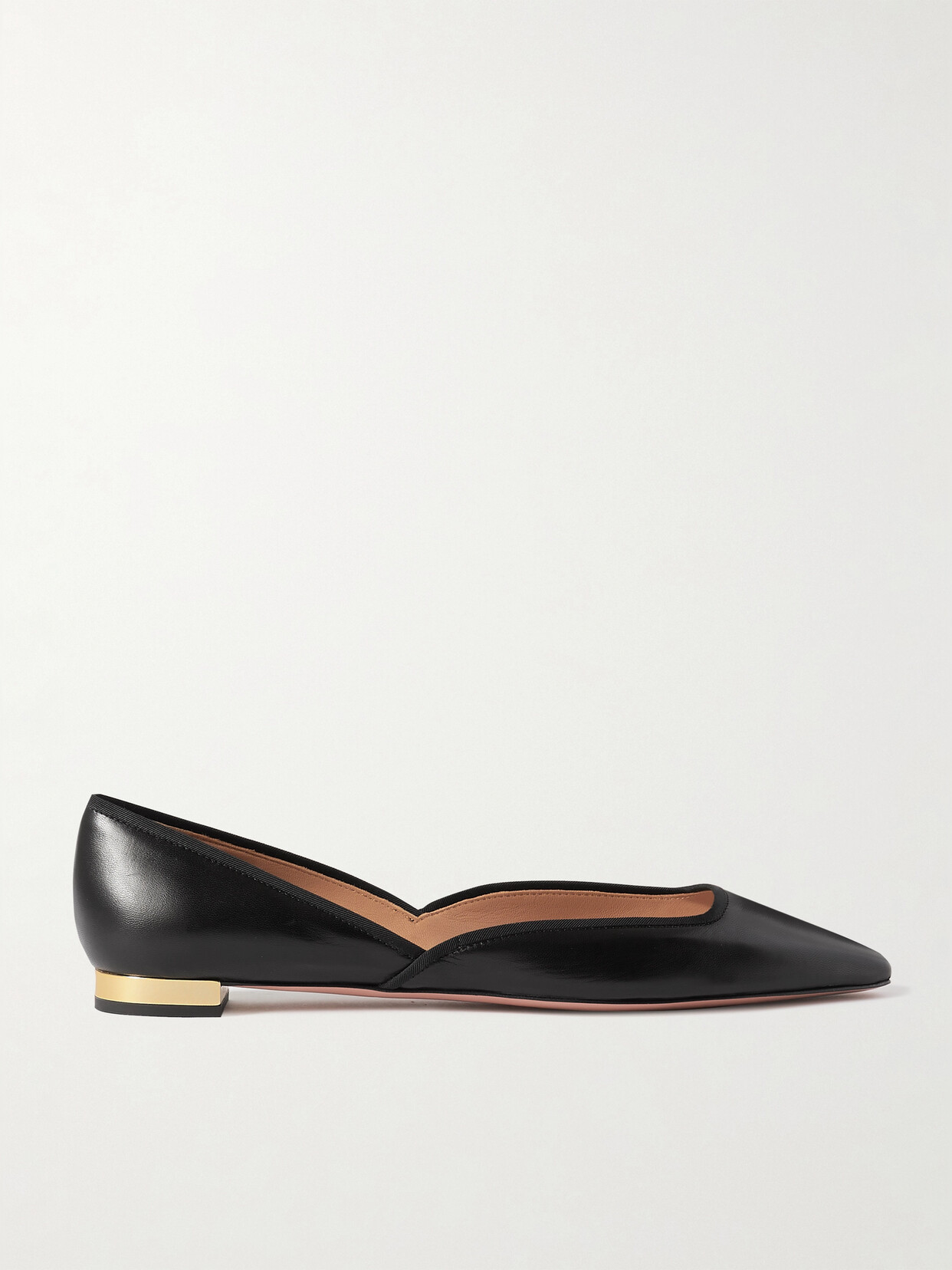 Aquazzura Maia Grosgrain-trimmed Leather Ballet Flats - Black