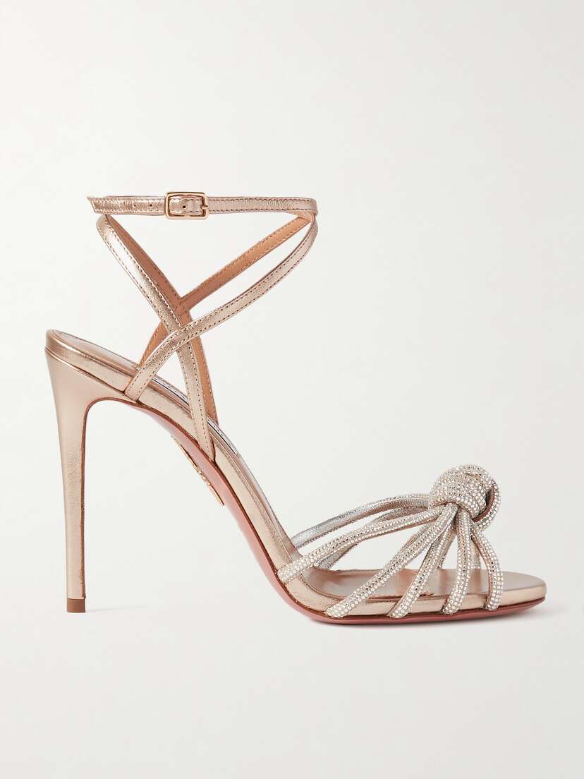 Aquazzura Celeste 105 Crystal-embellished Leather Sandals