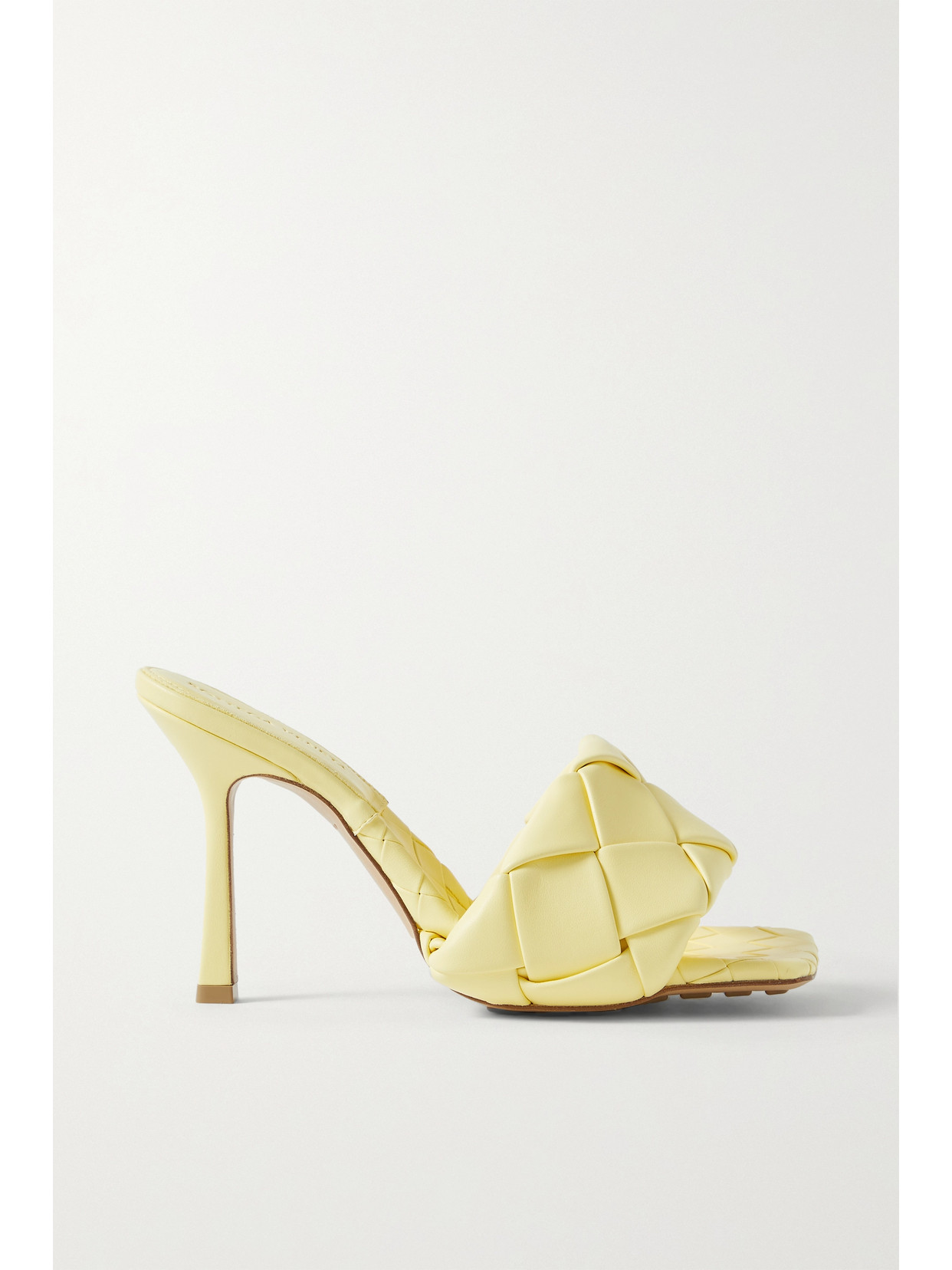 Bottega Veneta 90mm Lido Woven Leather Slide Sandals In Yellow