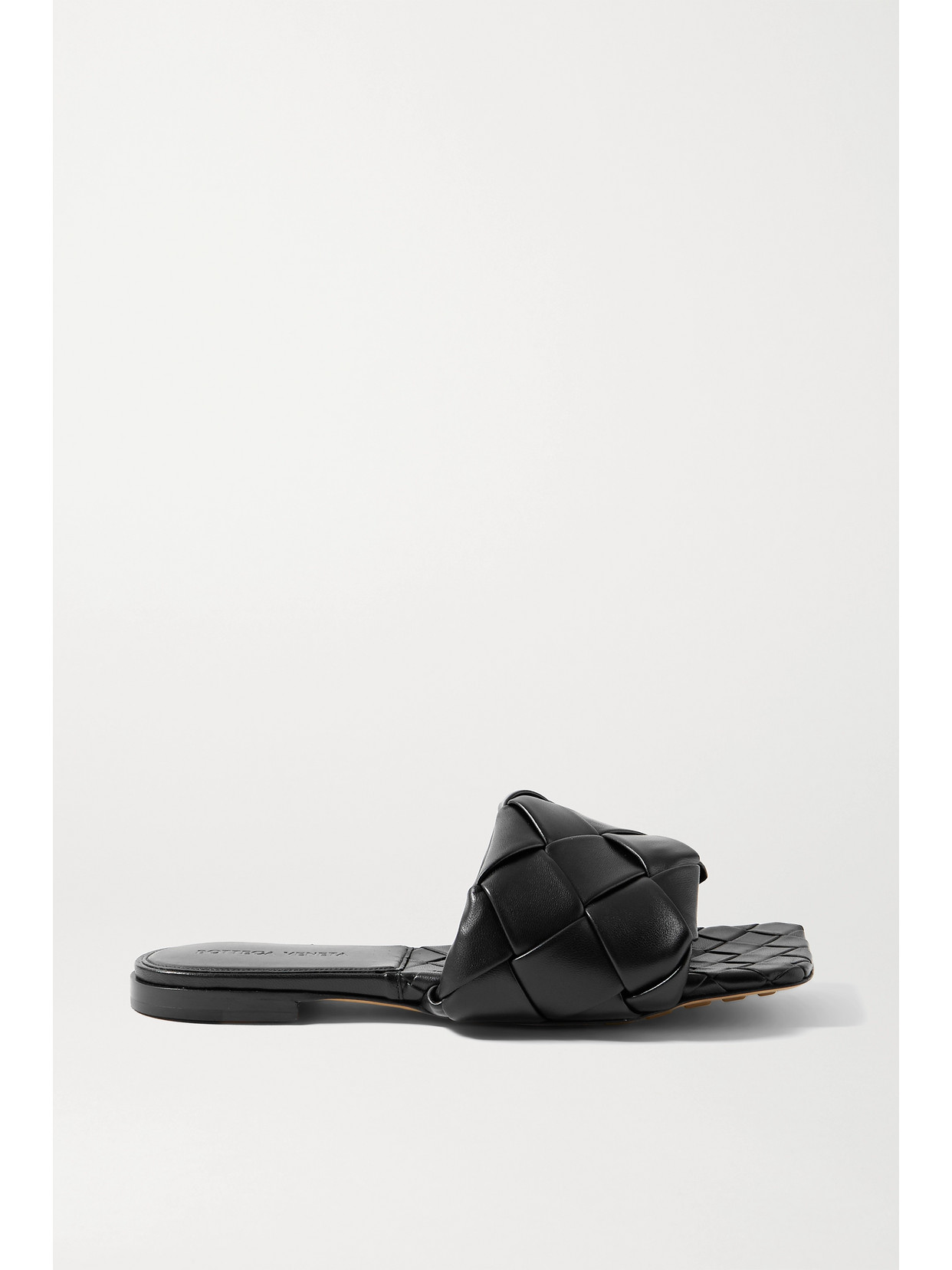 Bottega Veneta The Lido Leather Flat Sandals In Black