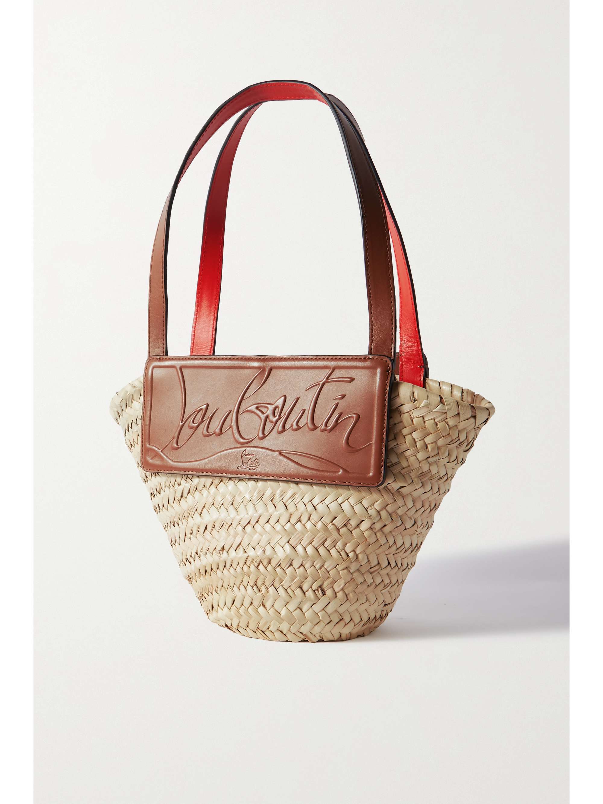 Loubishore small woven straw and embossed leather tote