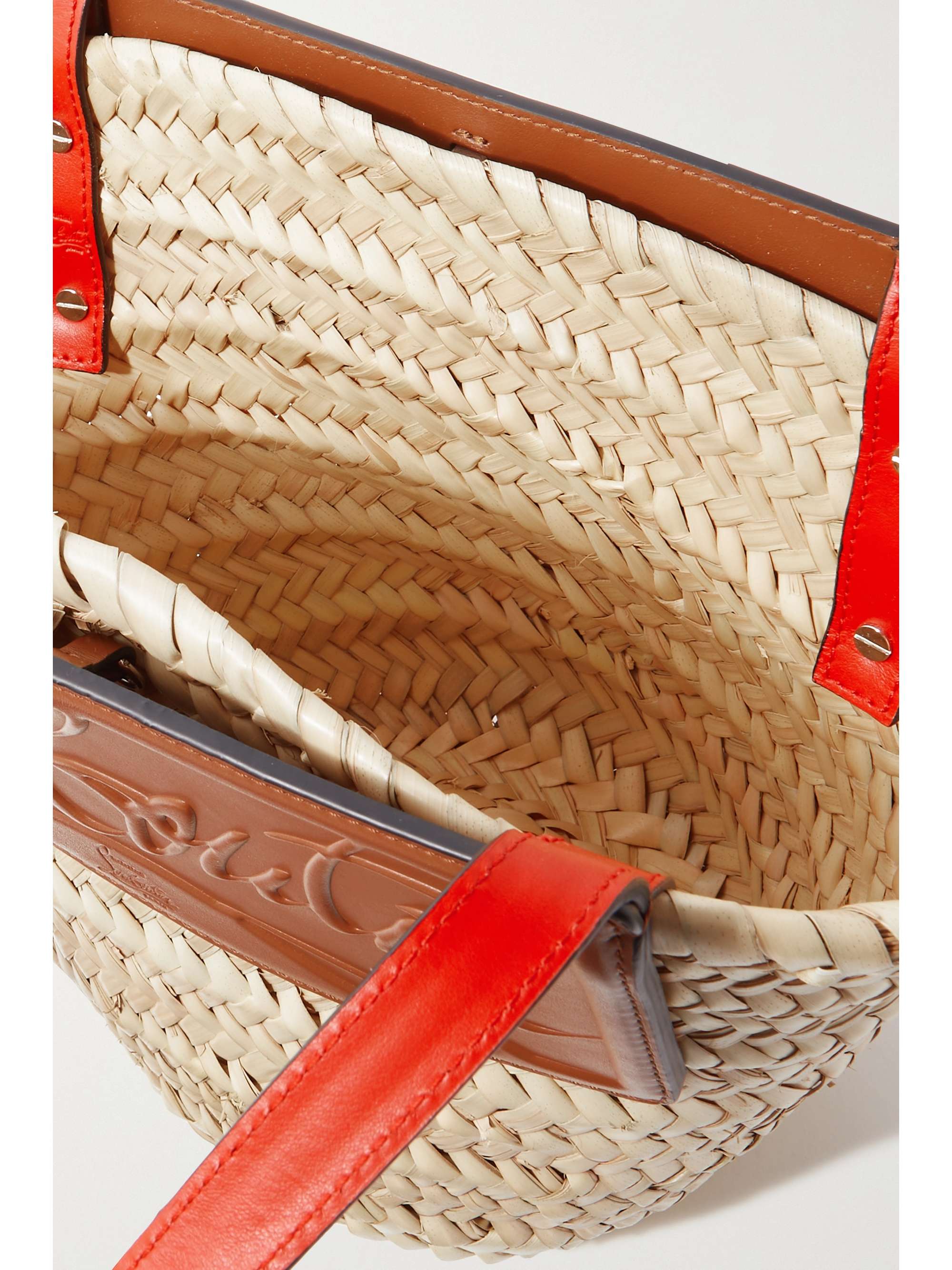 CHRISTIAN LOUBOUTIN Loubishore small woven straw and embossed leather tote