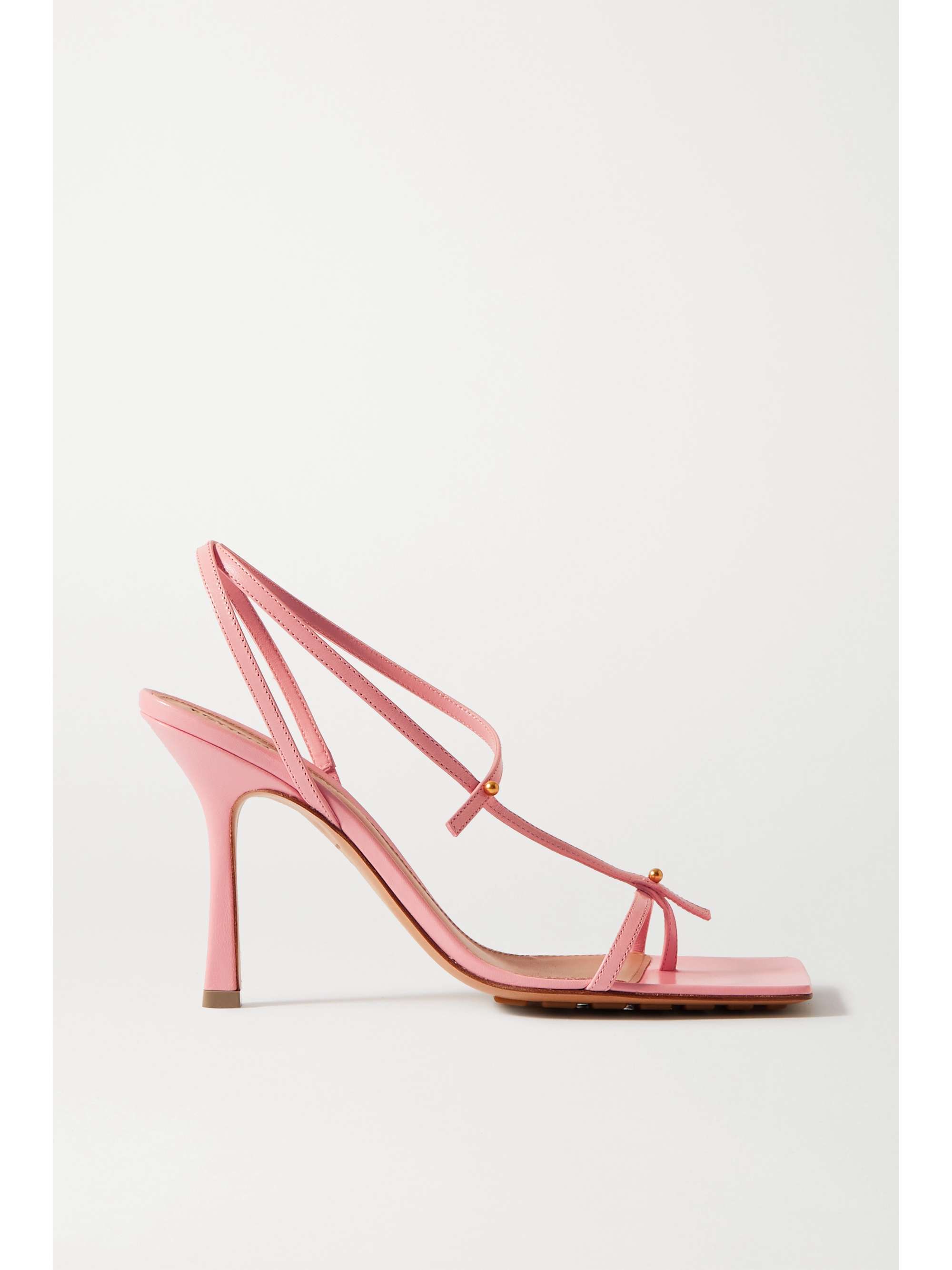 Baby Pink Studded Leather Sandals Bottega Veneta Net A Porter