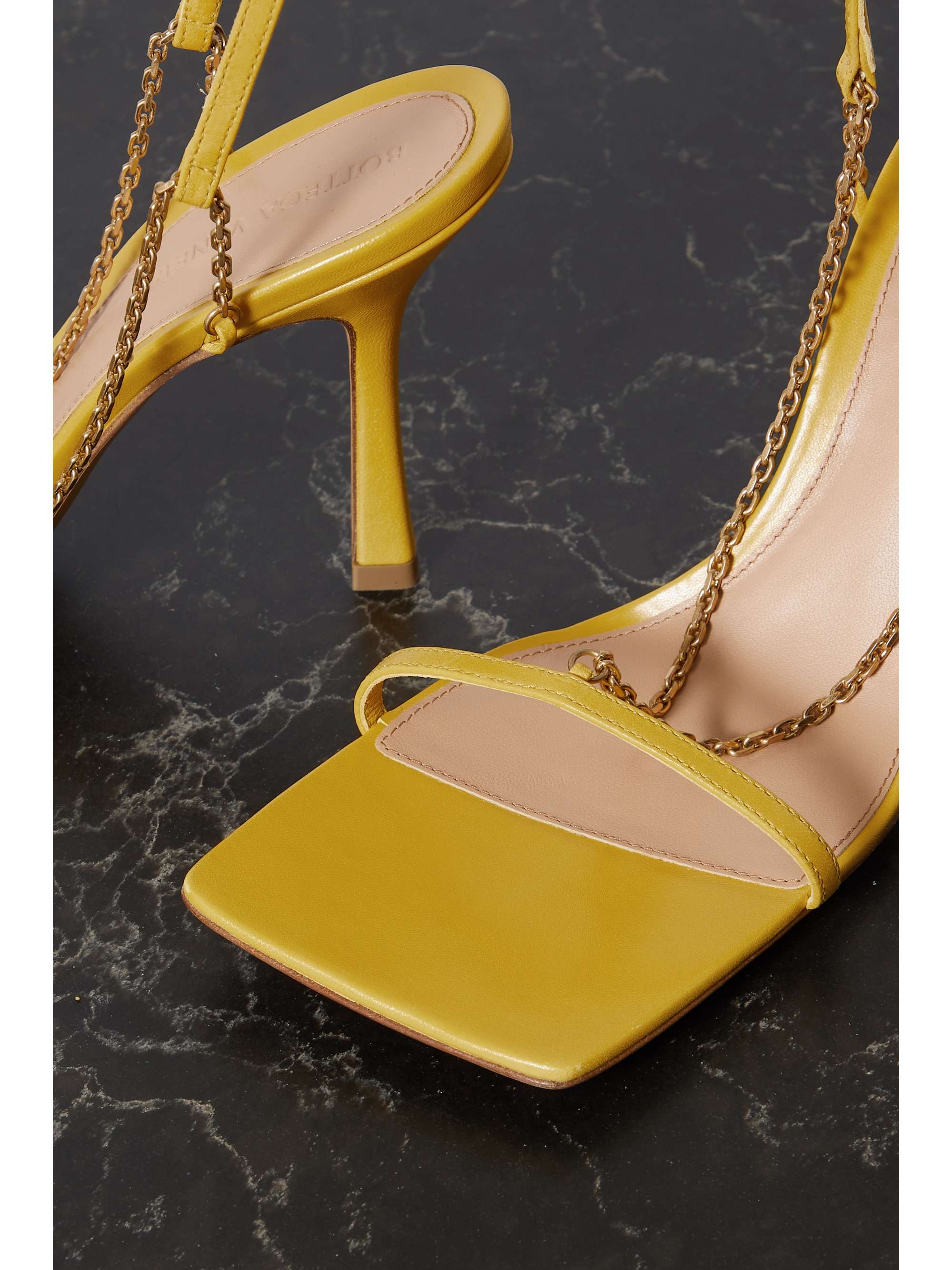 Yellow Chain Embellished Leather Sandals Bottega Veneta Net A Porter
