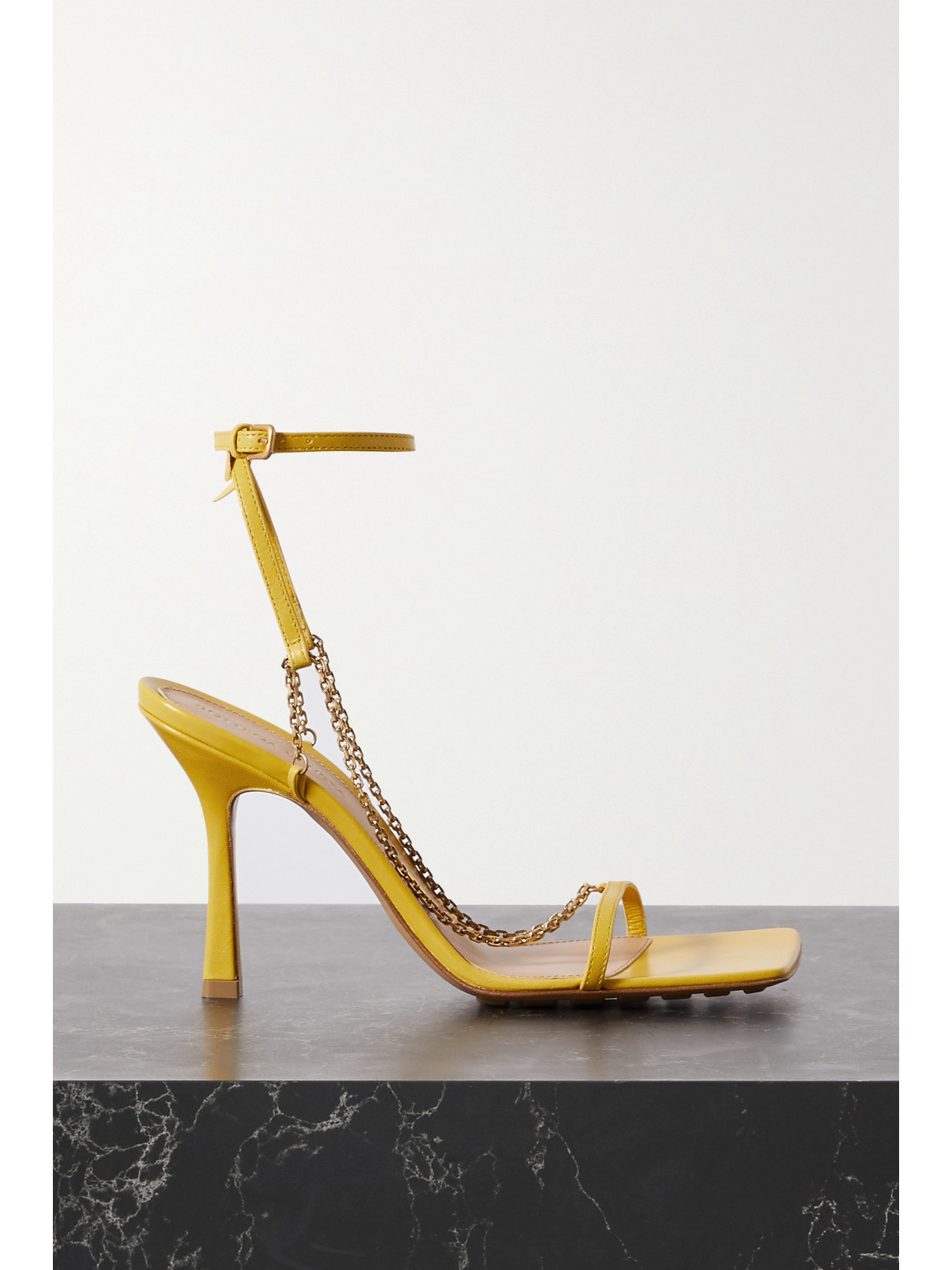 BOTTEGA VENETA CHAIN-EMBELLISHED LEATHER SANDALS