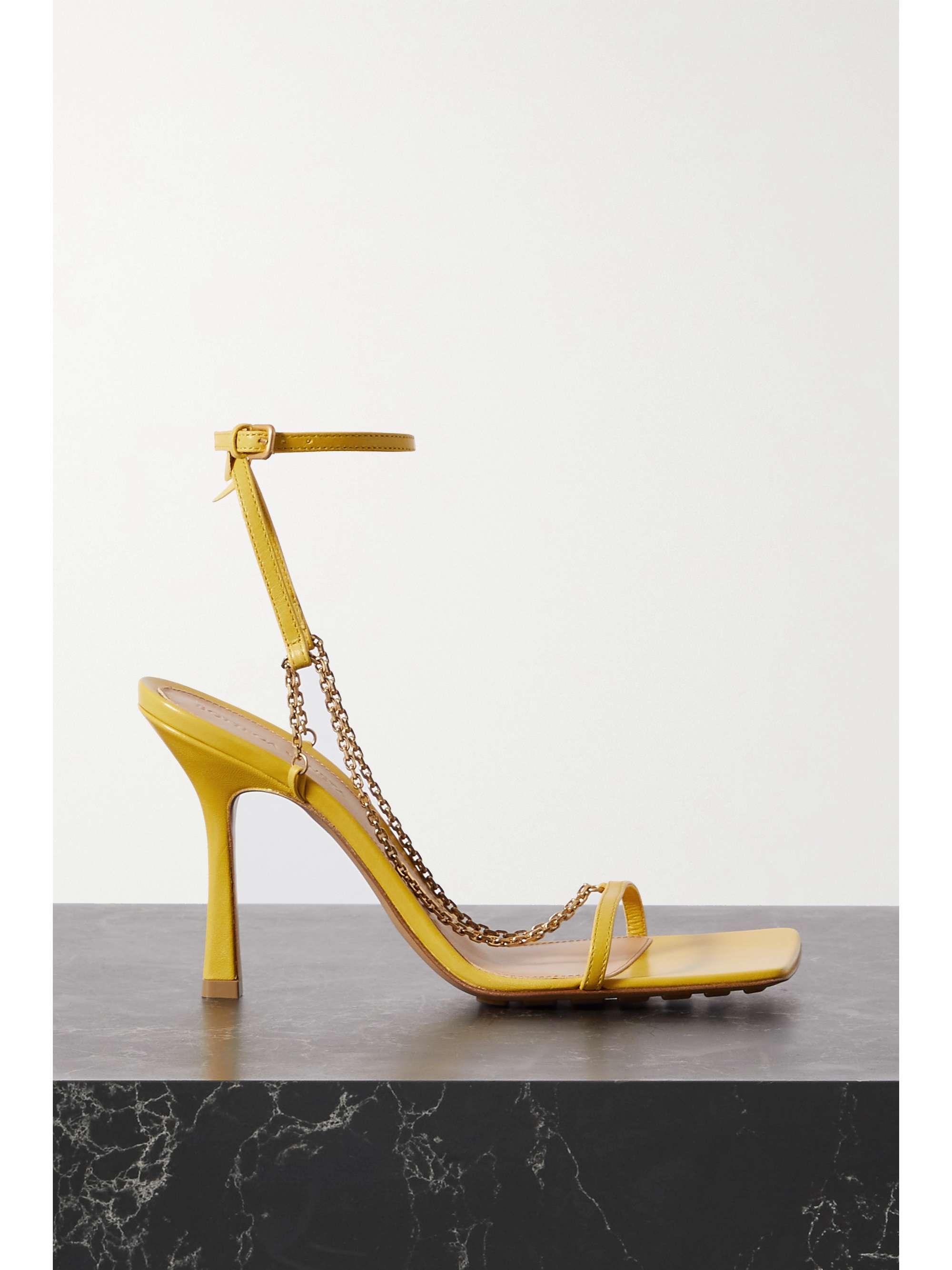 Yellow Chain Embellished Leather Sandals Bottega Veneta Net A Porter