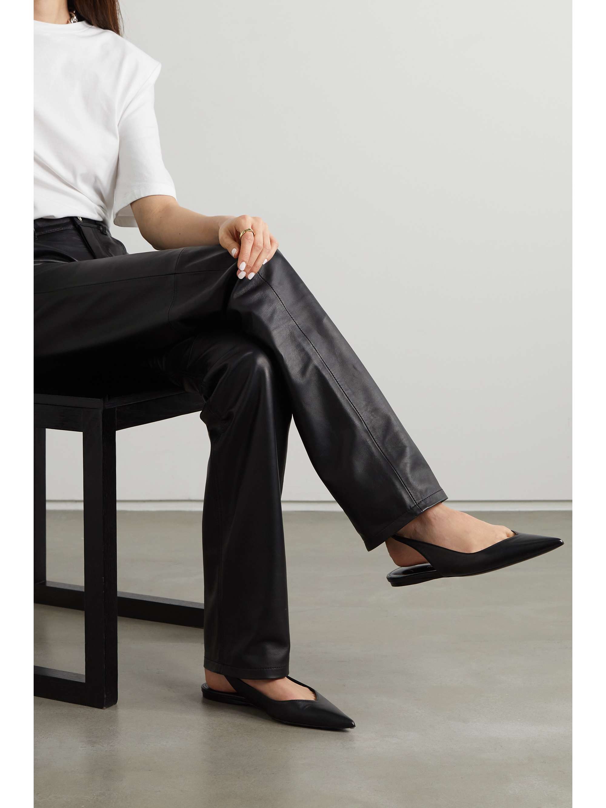 THE ATTICO Venus leather point-toe flats