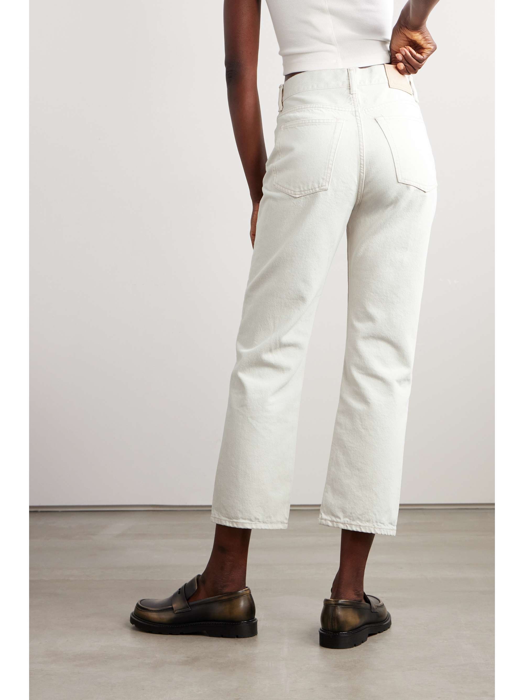 ACNE STUDIOS + NET SUSTAIN cropped distressed organic high-rise straight-leg jeans