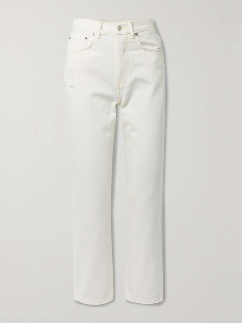 Acne Studios + Net Sustain Cropped Distressed High-rise Straight-leg Organic Jeans