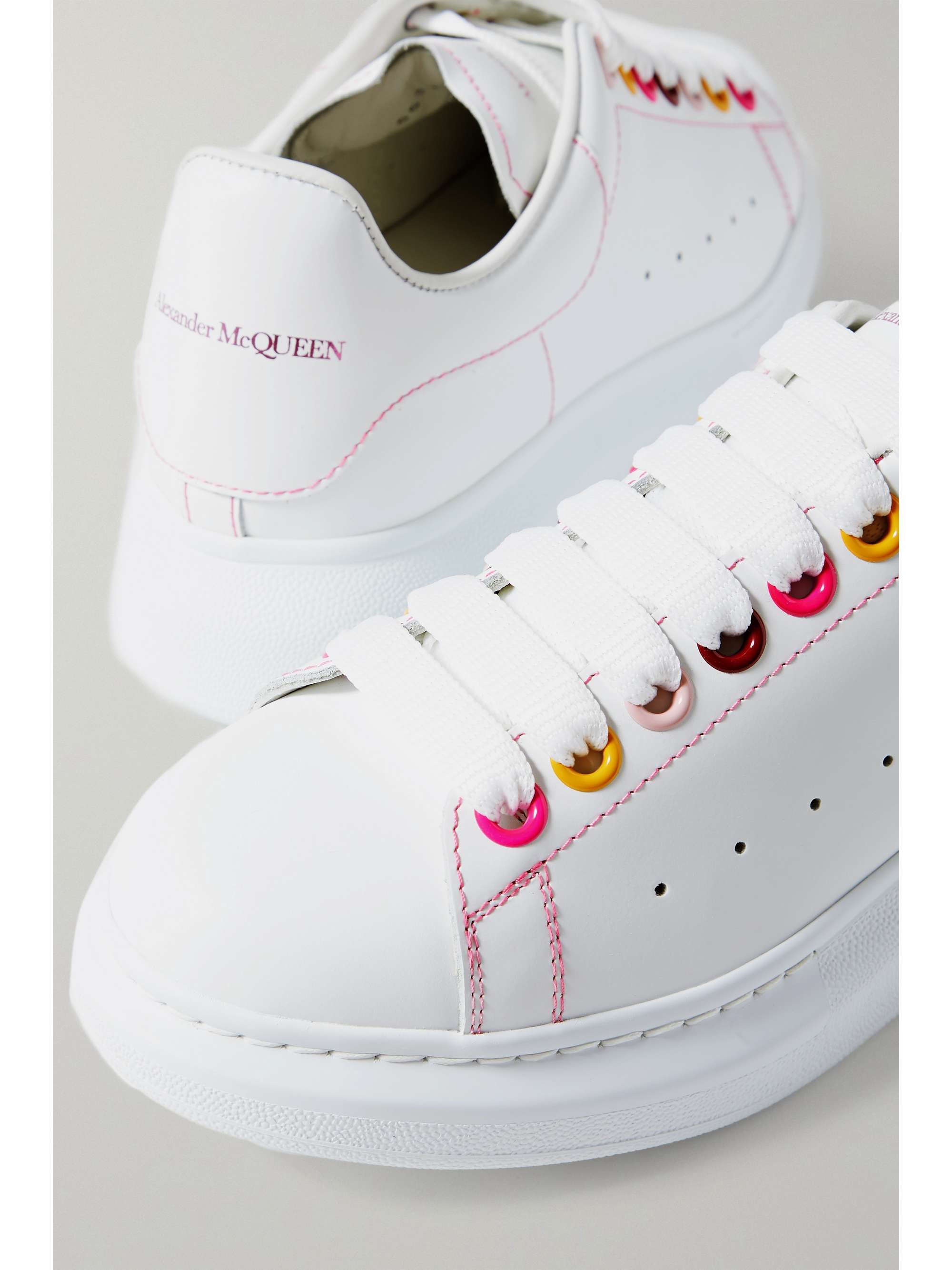ALEXANDER MCQUEEN Suede-trimmed leather exaggerated-sole sneakers