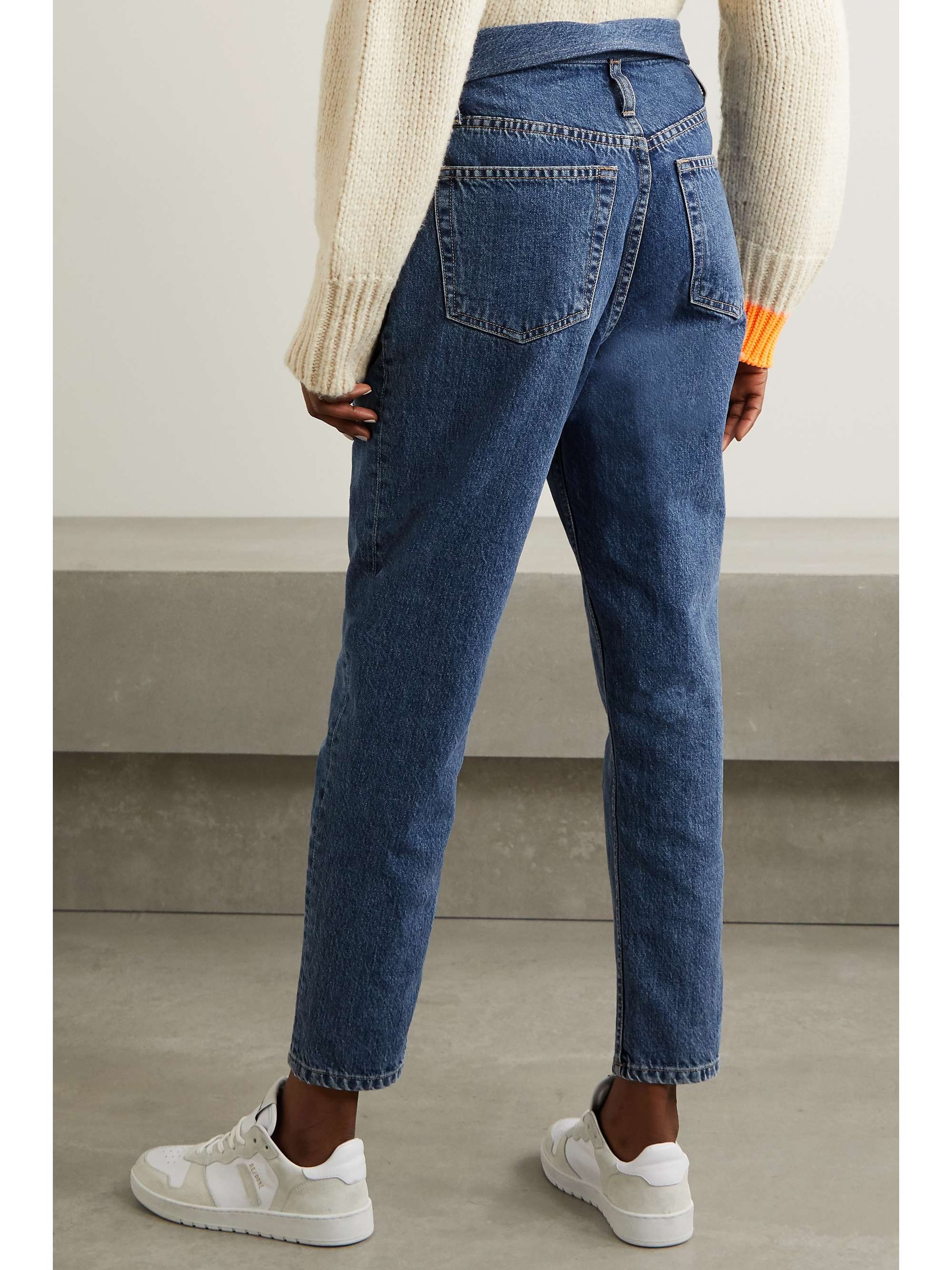 Mid denim 80s fold-over high-rise 