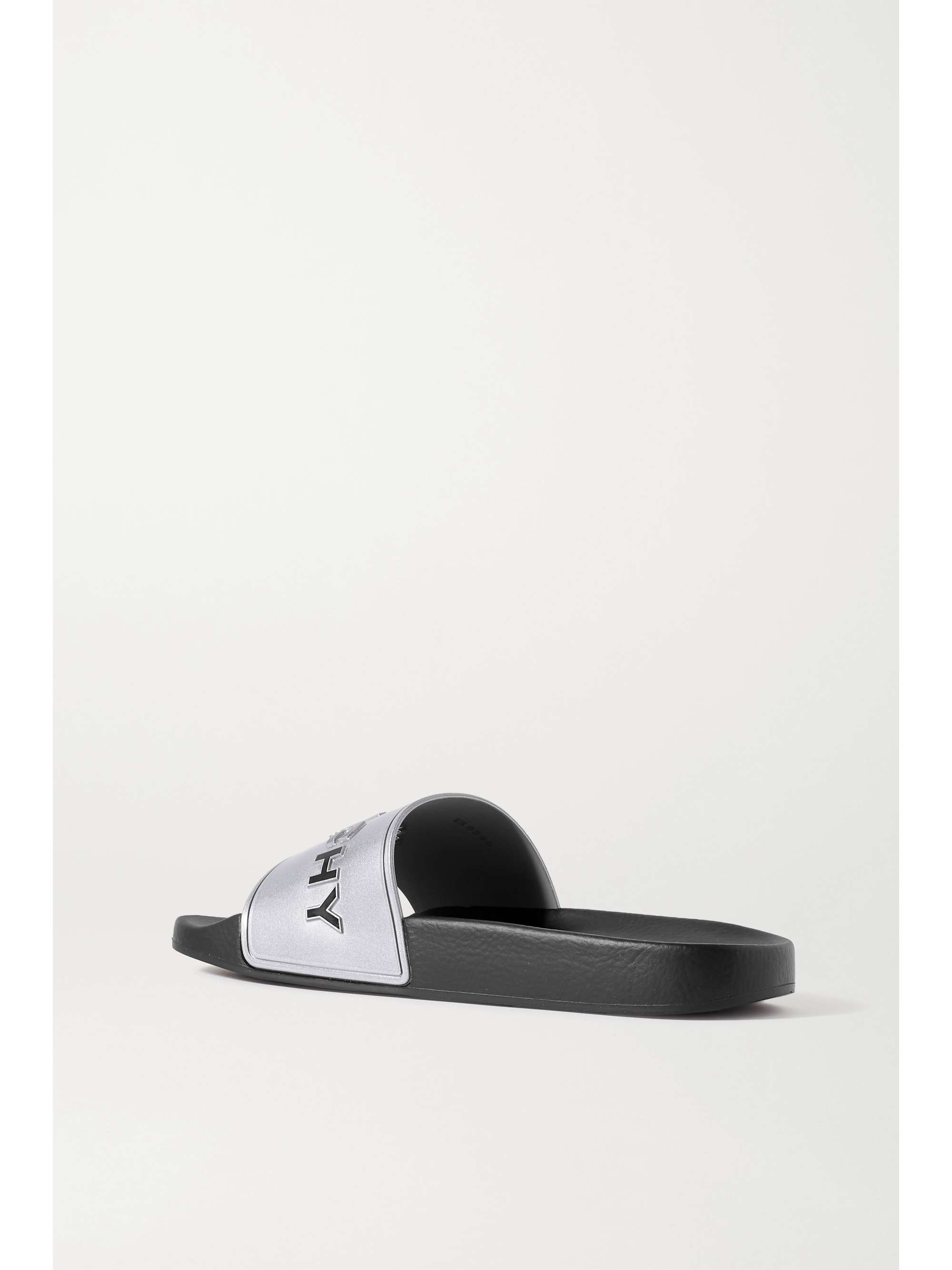 GIVENCHY Logo-print metallic rubber slides | NET-A-PORTER