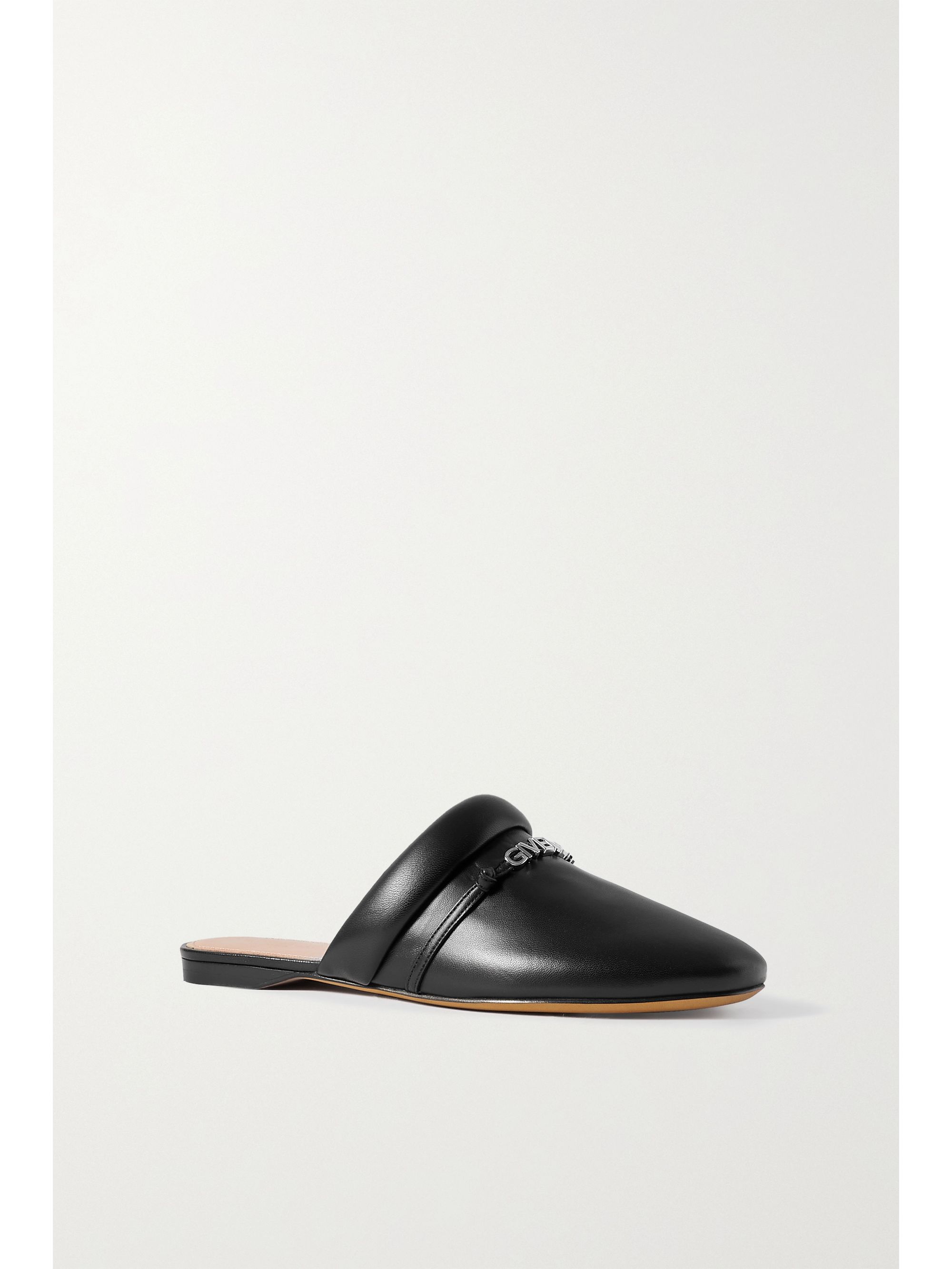 womens black leather slippers