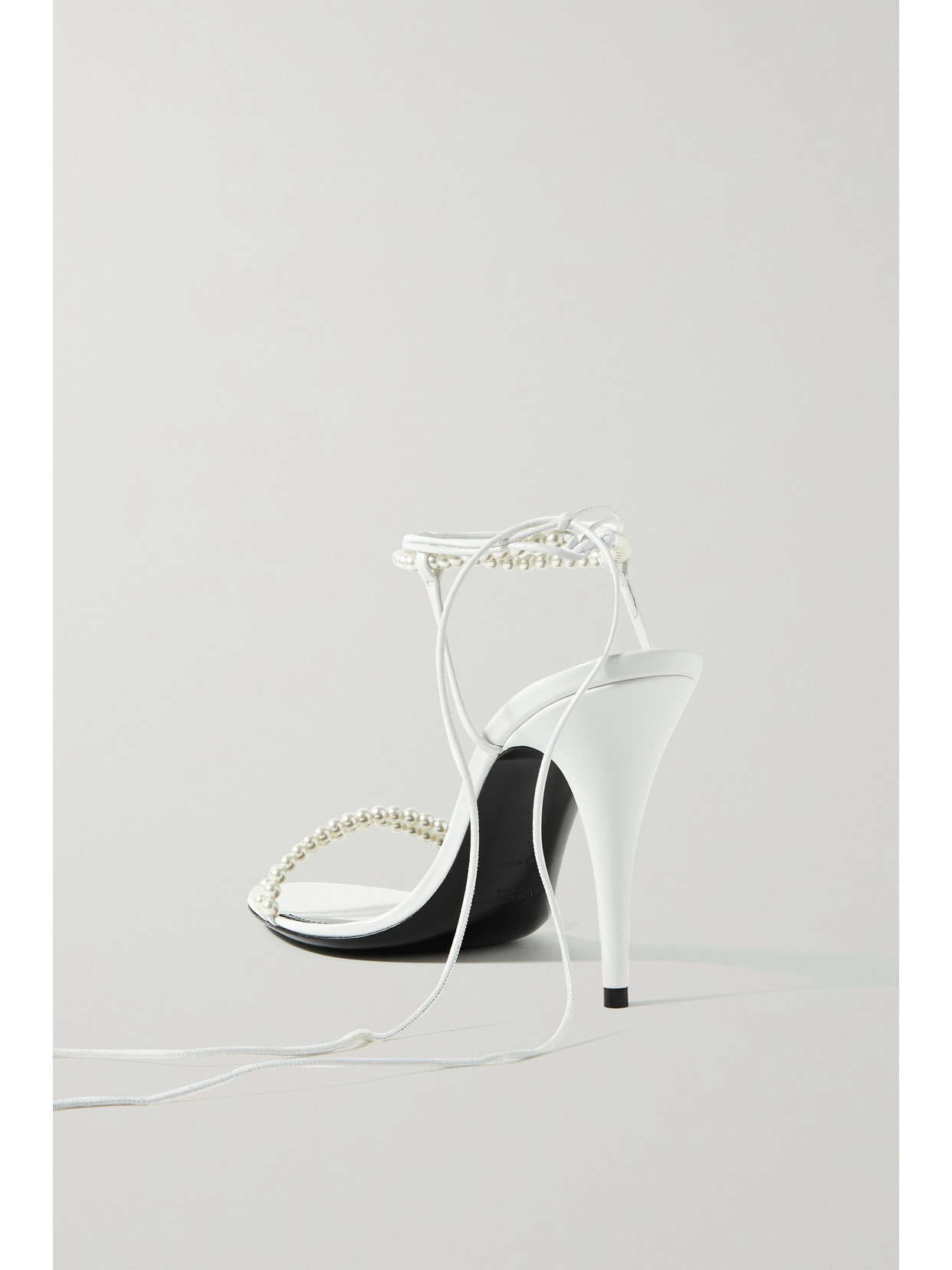 SAINT LAURENT LUNA FAUX PEARL-EMBELLISHED LEATHER SANDALS