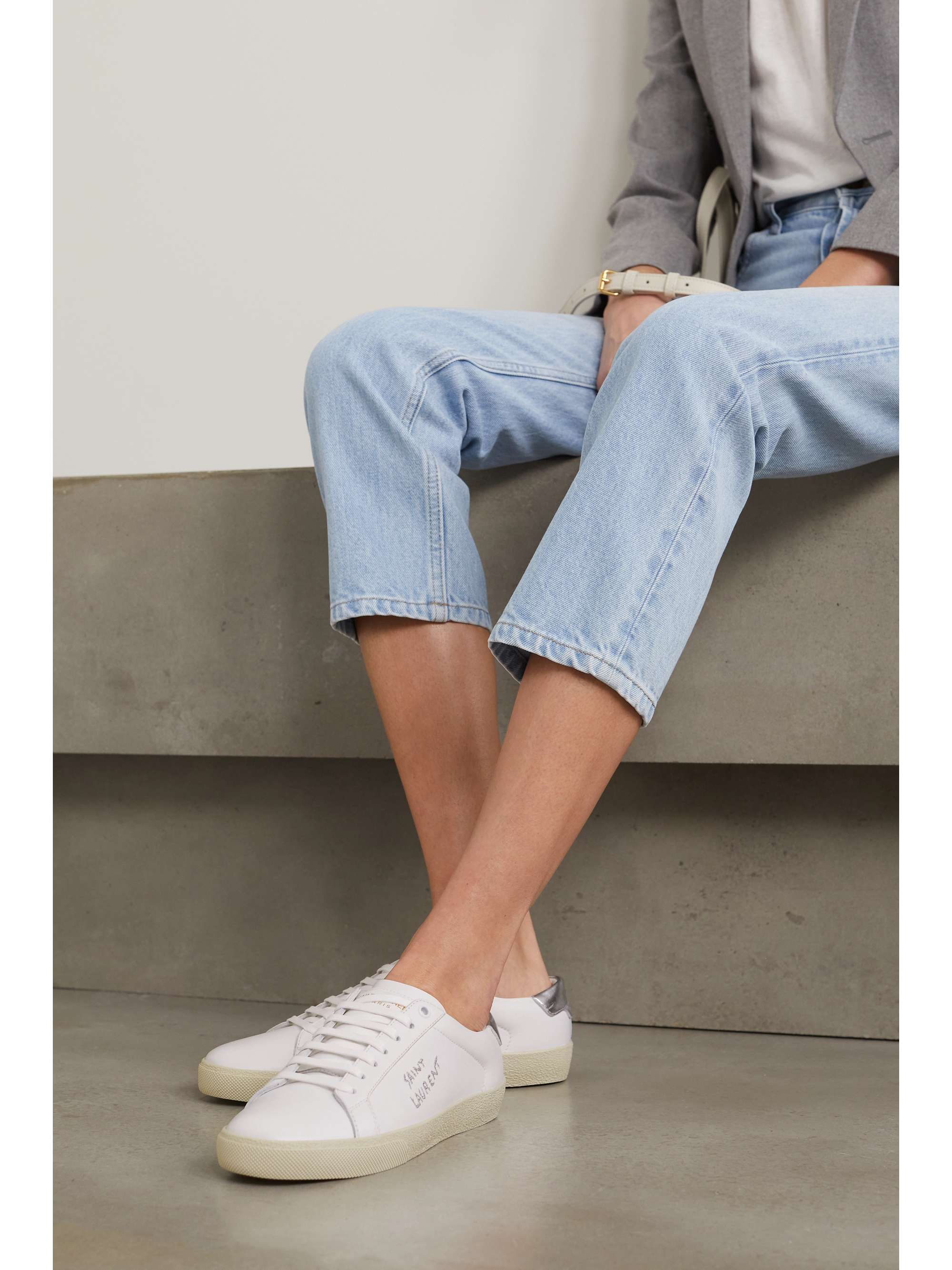 saint laurent logo embroidered sneakers