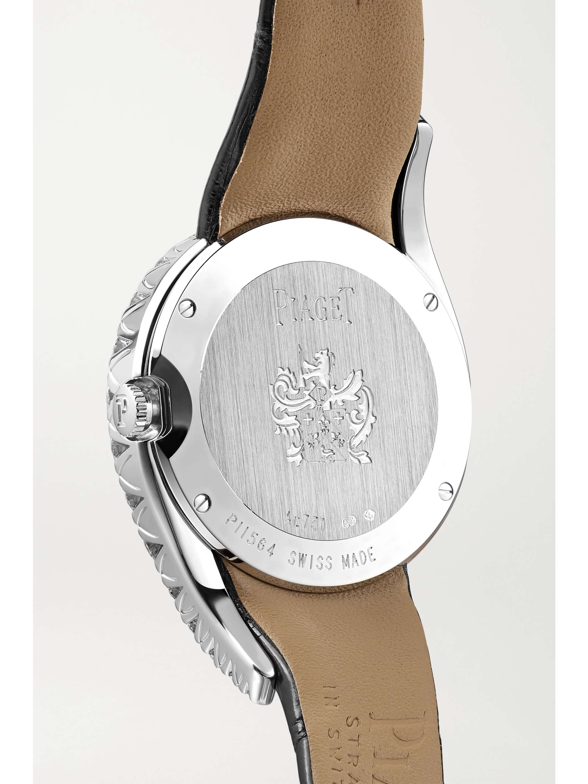 PIAGET Montre en or blanc 18 carats, nacre et diamants à bracelet en alligator Limelight Gala 32 mm