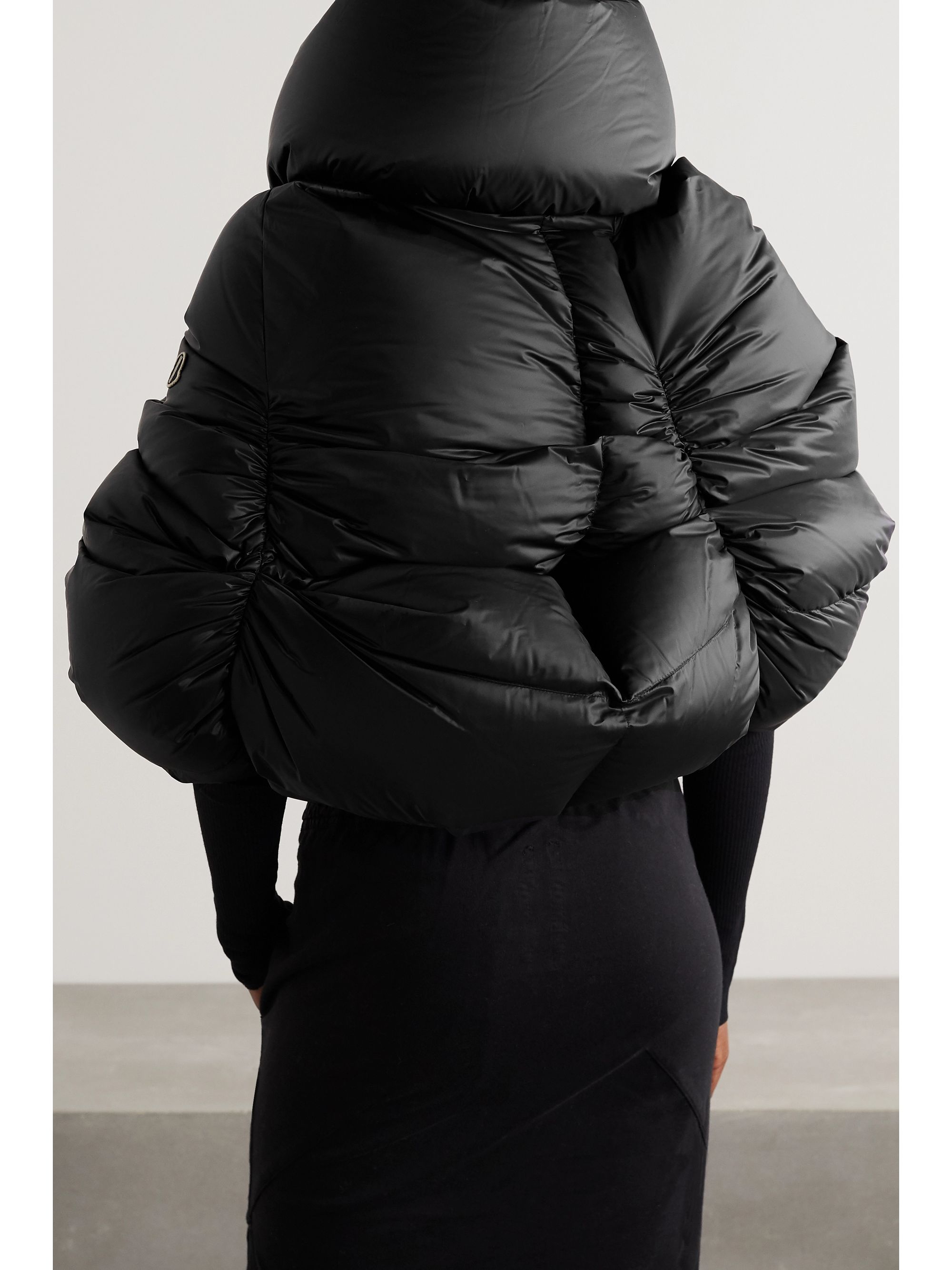 Black Cropped quilted shell down jacket | Moncler + Rick Owens | NET-A-PORTER