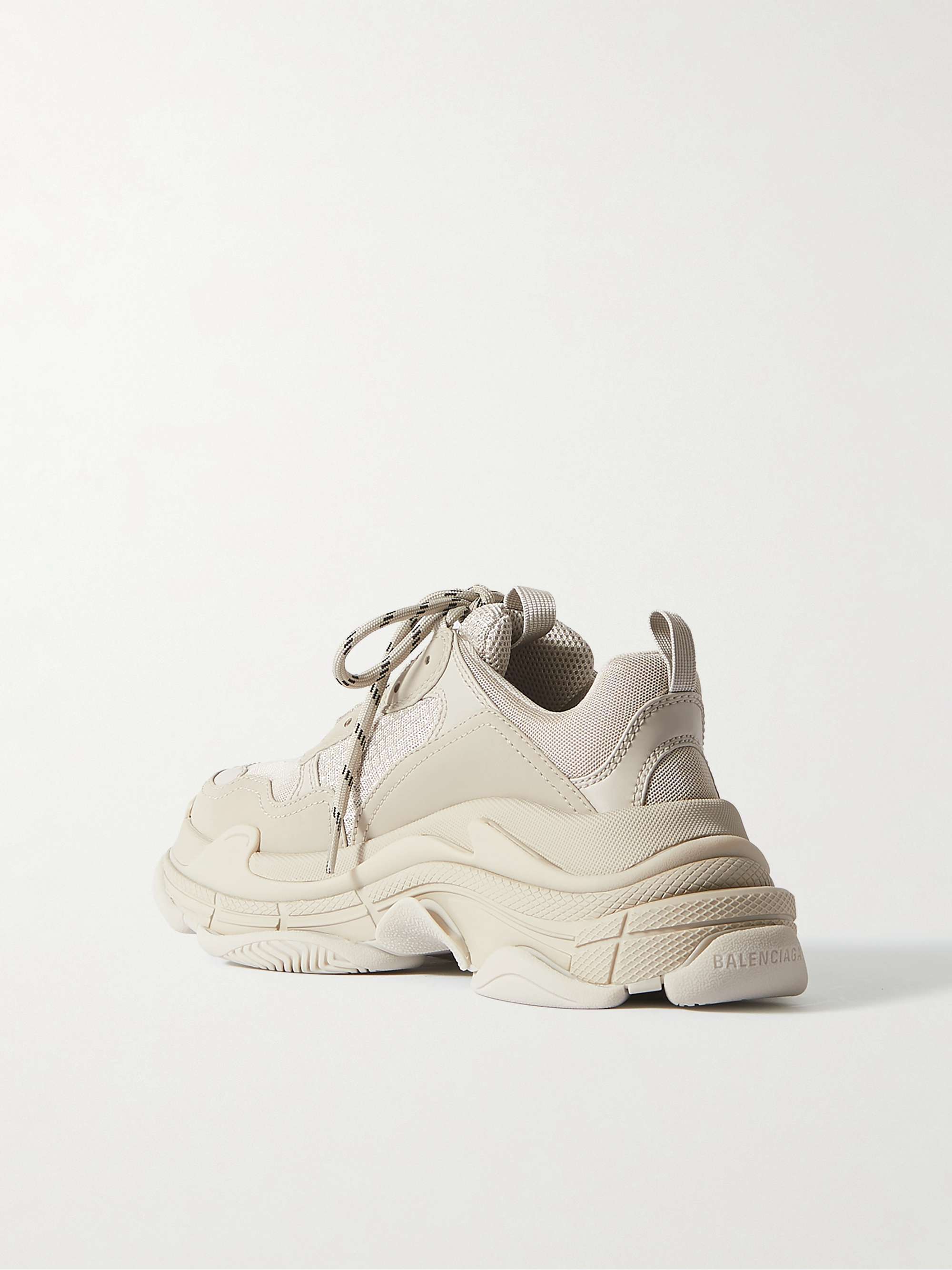 BALENCIAGA Triple S logo-embroidered leather, nubuck and mesh sneakers ...