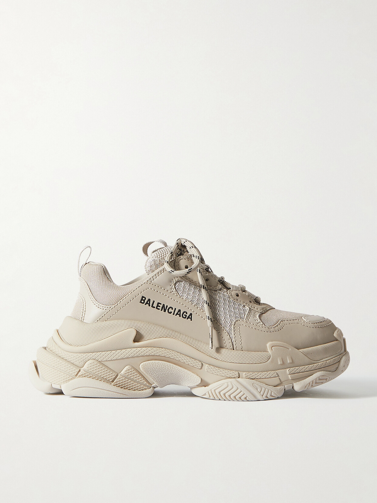 Balenciaga Triple S Logo-embroidered Leather, Nubuck And Mesh Sneakers - Neutrals