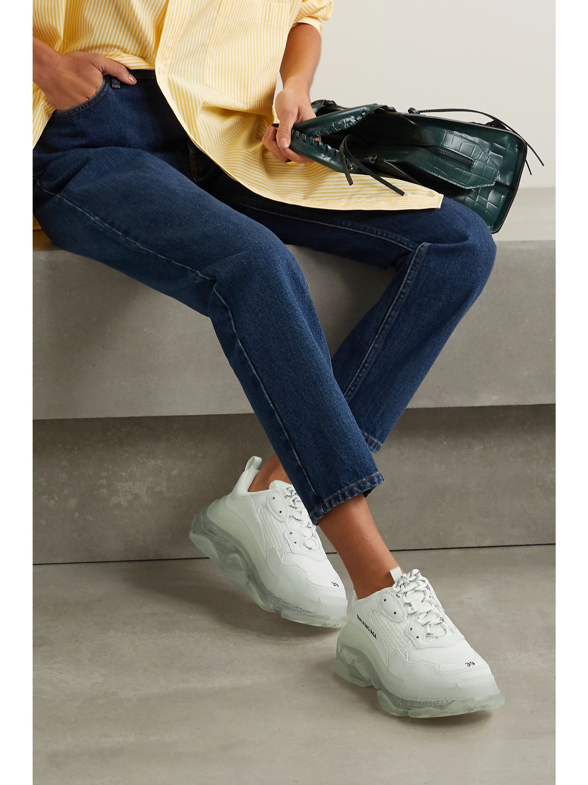 balenciaga triple s white clear sole