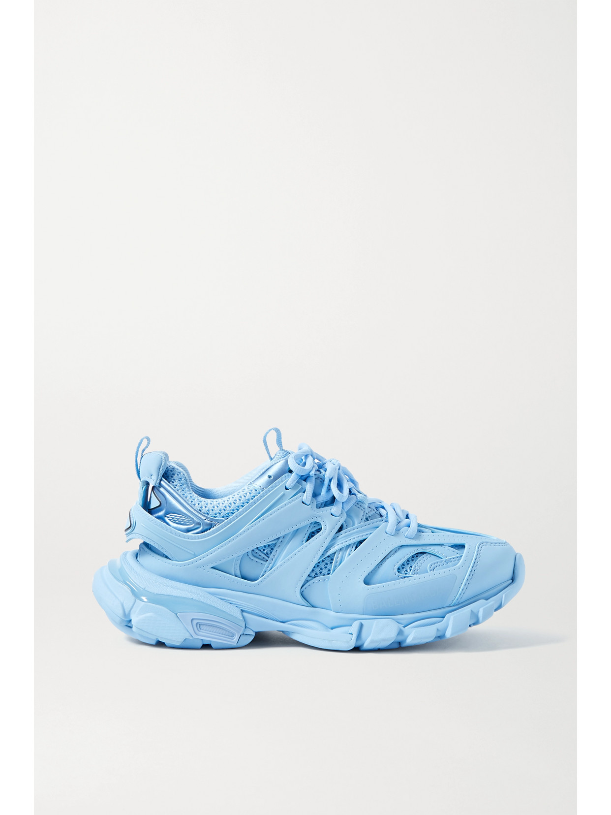 Shop Balenciaga Track Logo-detailed Mesh And Rubber Sneakers In Light Blue