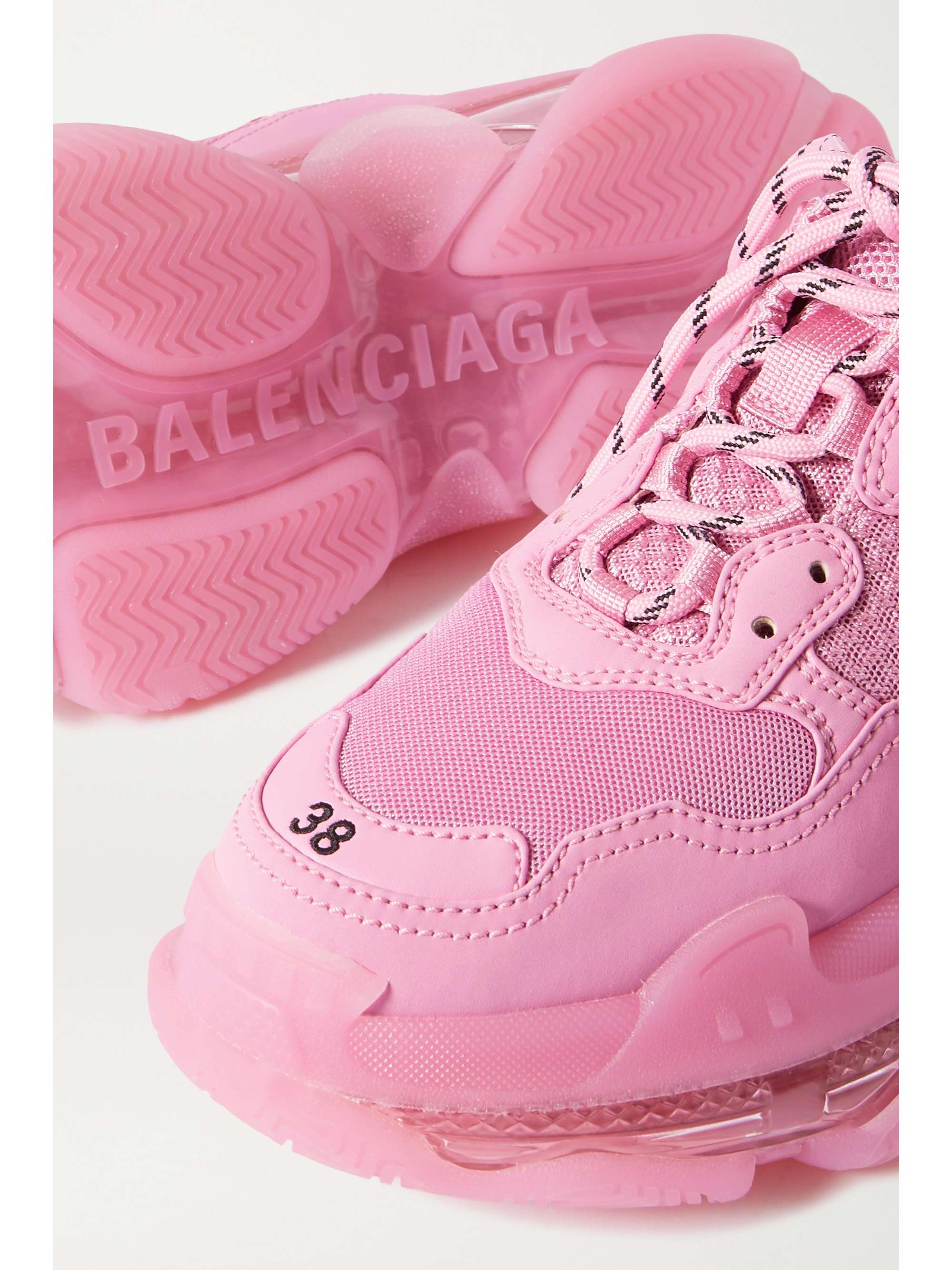 BALENCIAGA Triple S logo-embroidered leather, nubuck and mesh sneakers