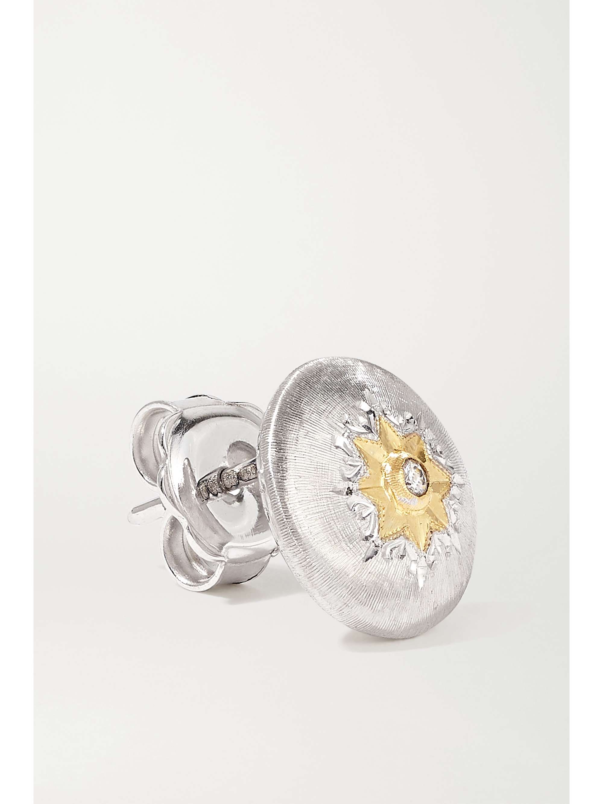 BUCCELLATI Boucles d'oreilles en or blanc et jaune 18 carats et diamants Macri