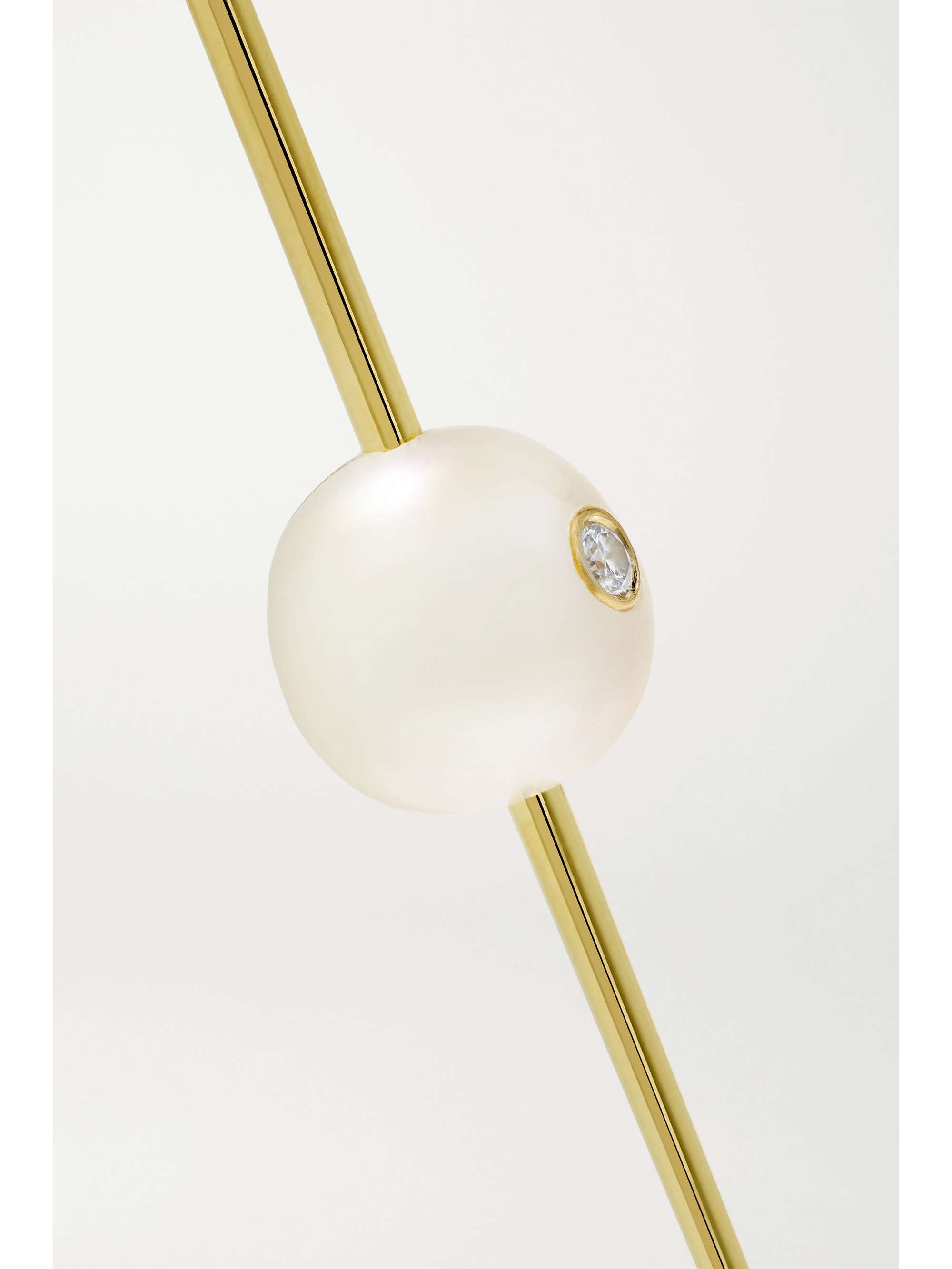 KATKIM Floating gold, pearl and diamond single ear pin