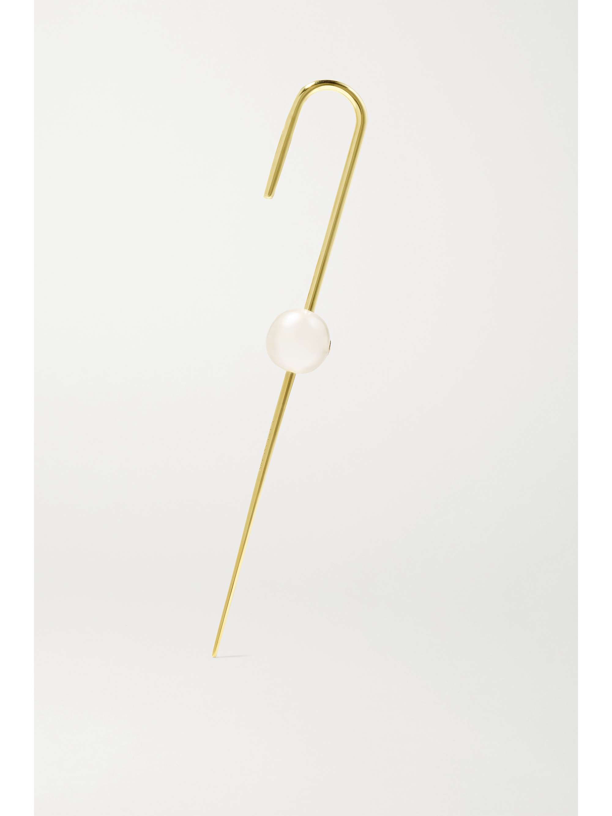 KATKIM Floating gold, pearl and diamond single ear pin