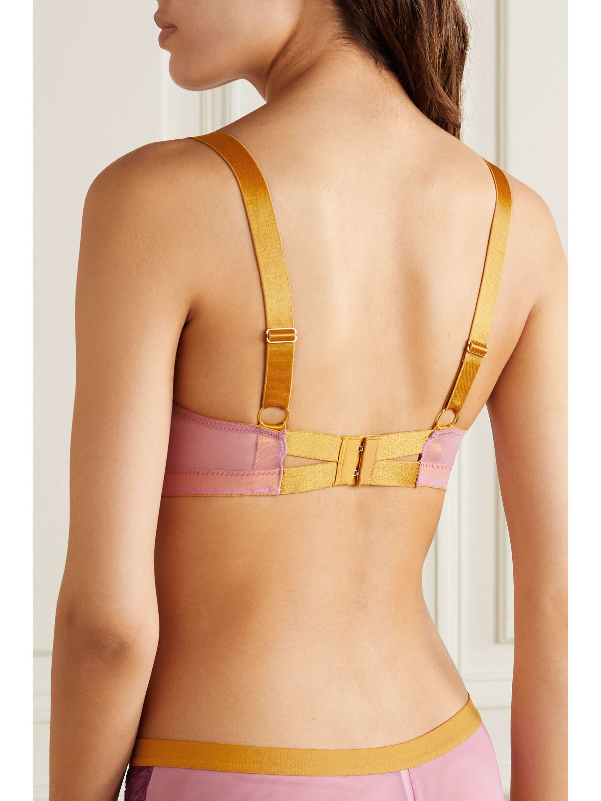 DORA LARSEN Meghan satin, lace and stretch-tulle underwired bra