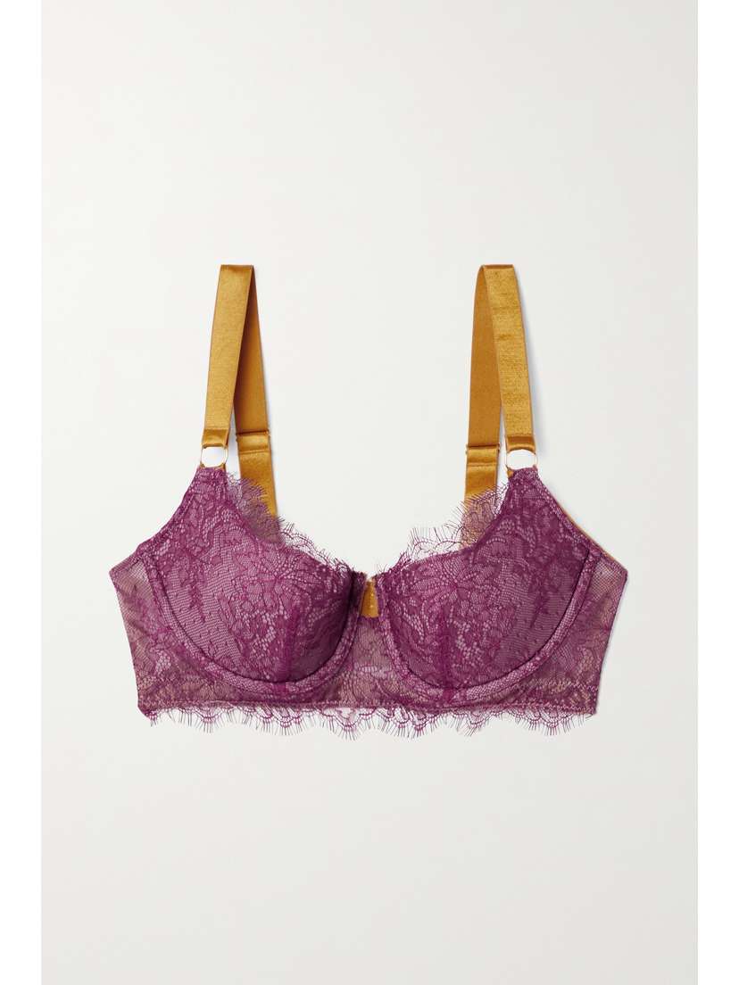 Dora Larsen Meghan Satin, Lace And Stretch-tulle Underwired Bra