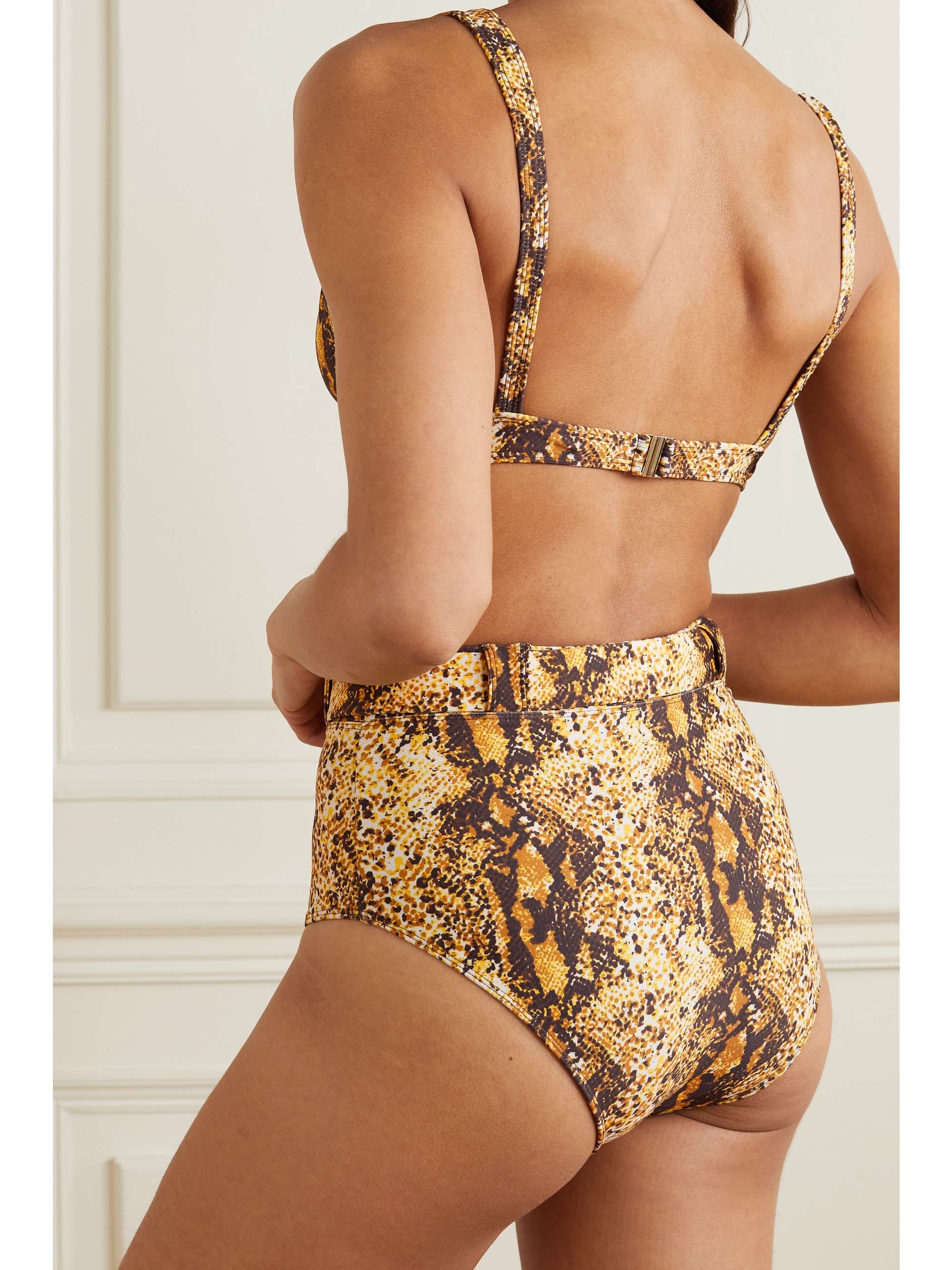 FAITHFULL + NET SUSTAIN Goa belted snake-print bikini briefs