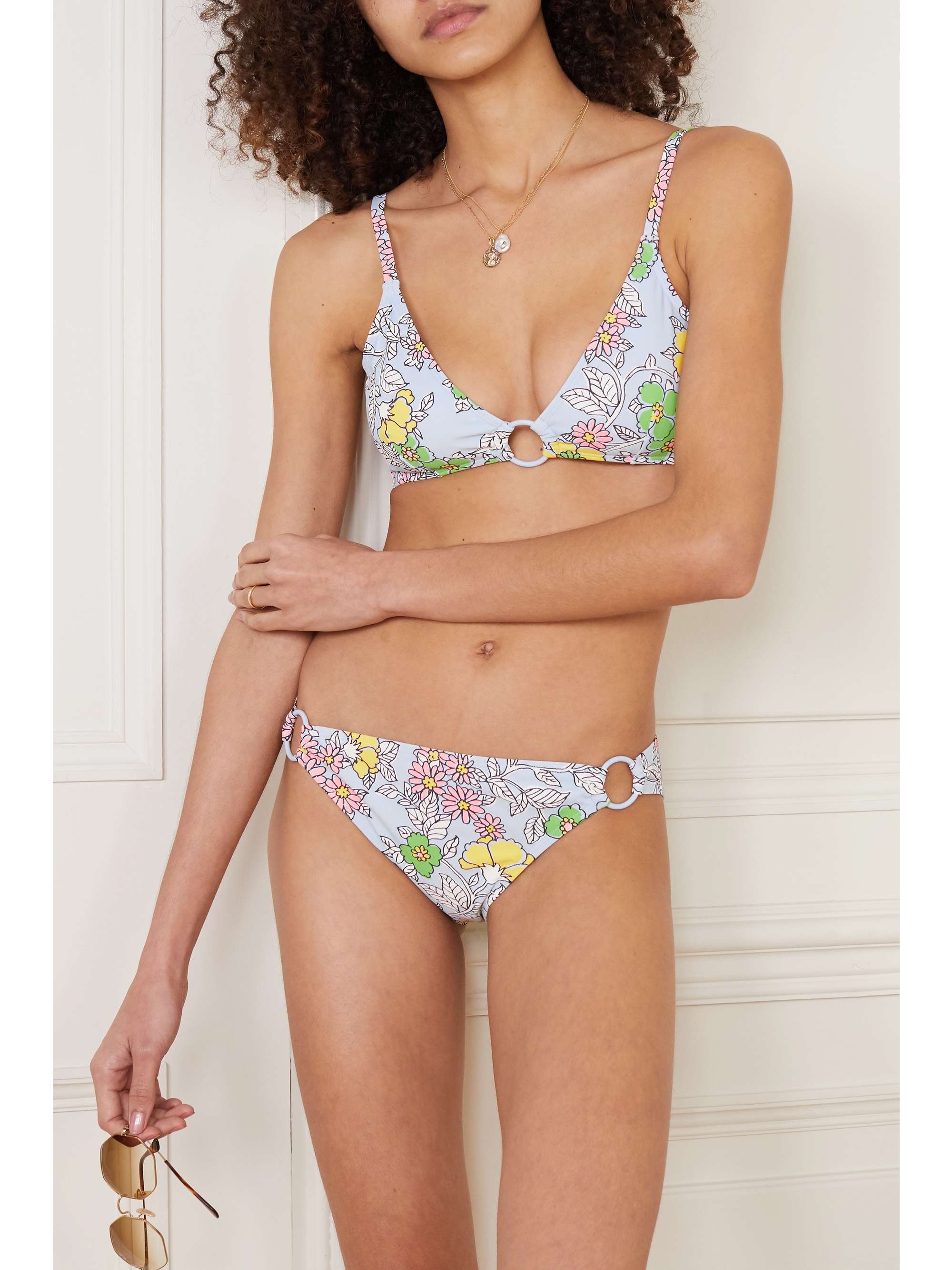 TORY BURCH Embellished floral-print bikini briefs | NET-A-PORTER