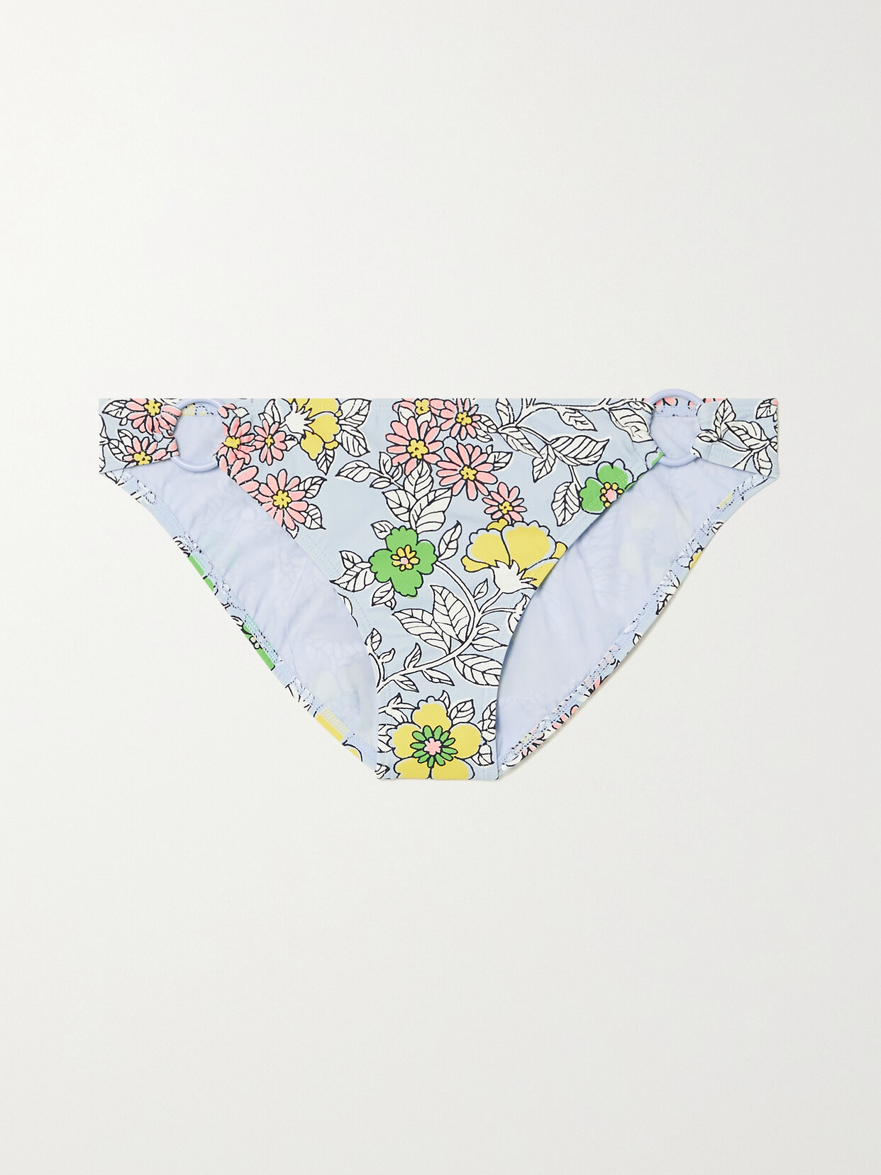 Tory Burch Embellished Floral-print Bikini Briefs - Blue