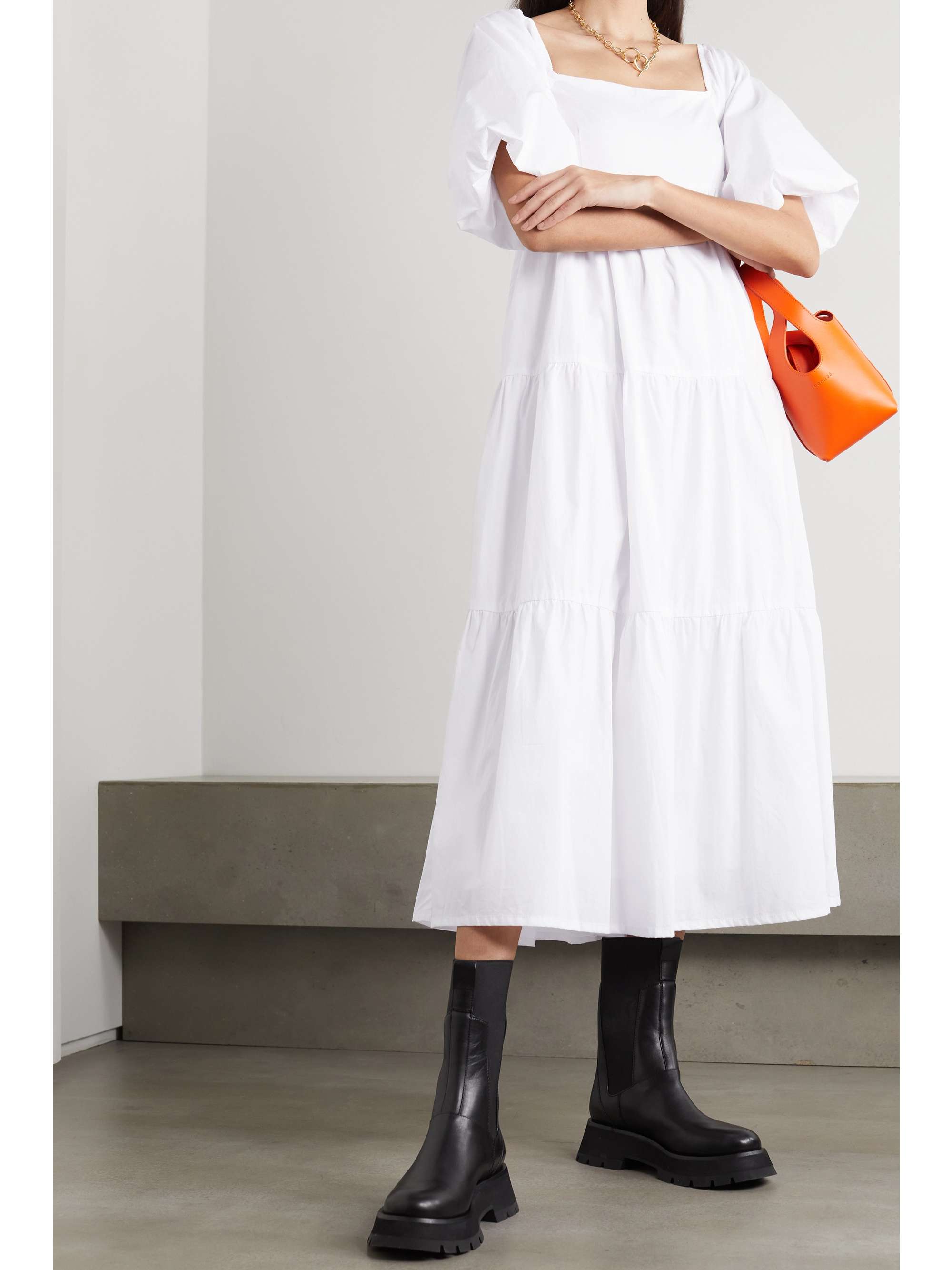 FAITHFULL THE BRAND + NET SUSTAIN Kiona tiered cotton-poplin midi dress