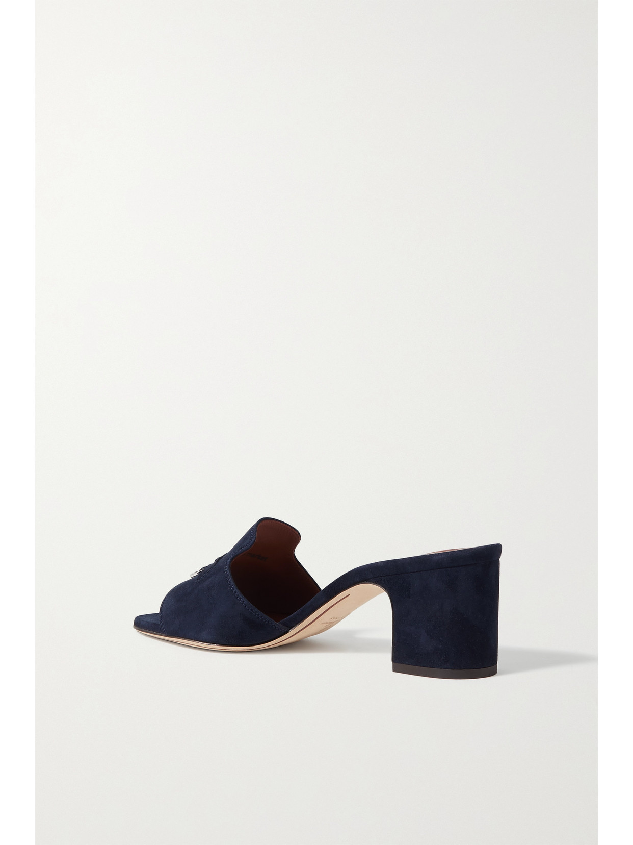 Loro Piana Summer Charms Embellished Suede Mules In Navy