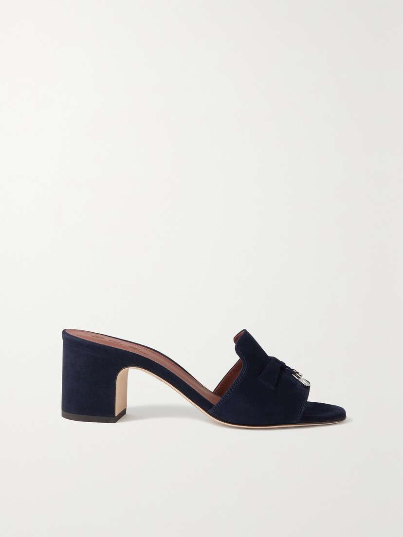 Loro Piana Summer Charms Embellished Suede Mules