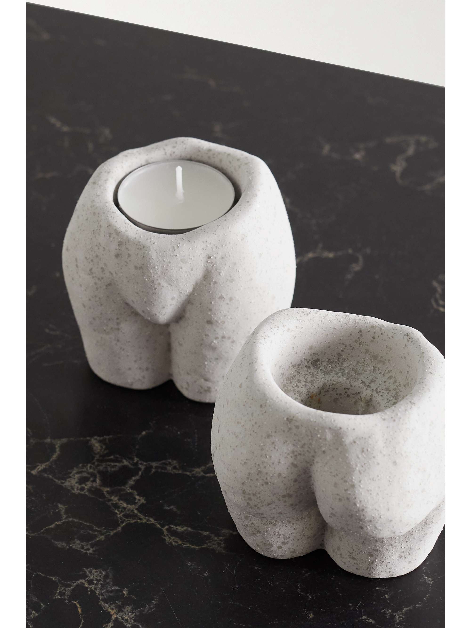 ANISSA KERMICHE Rock Bottom set of three ceramic tea light holders