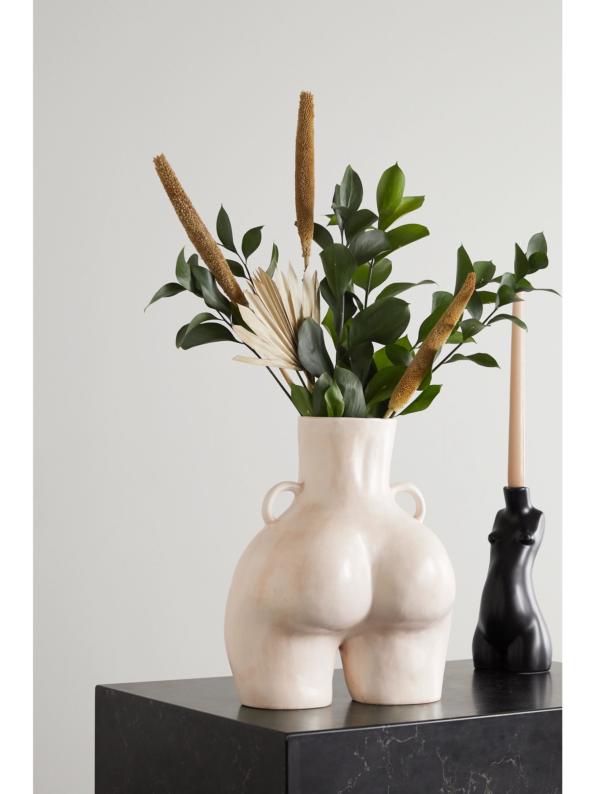 Cream Love Handles ceramic vase ANISSA KERMICHE NETAPORTER