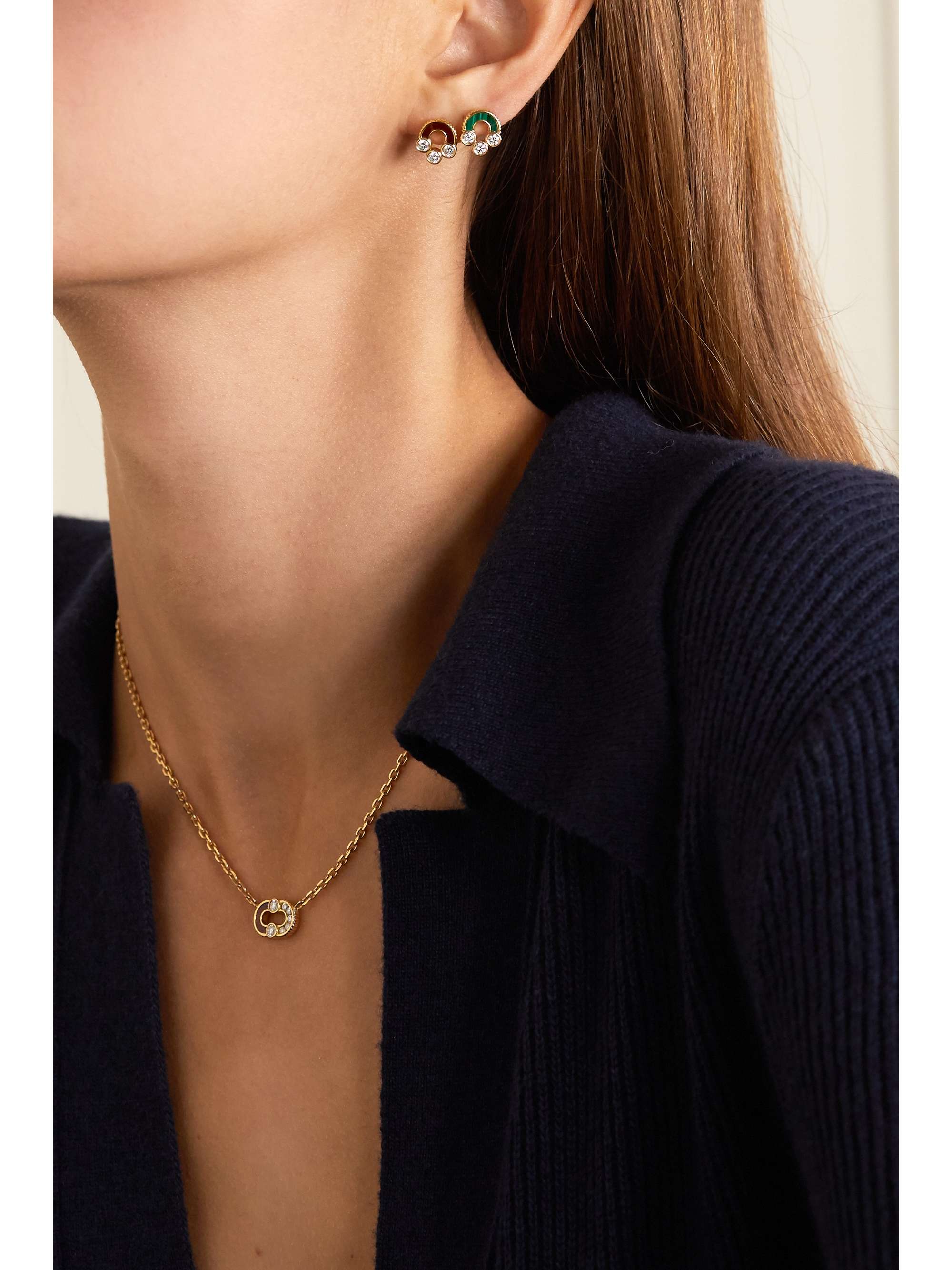 VILTIER Magnetic Stud Ohrringe aus 18 Karat Gold mit Lapislazuli und Diamanten