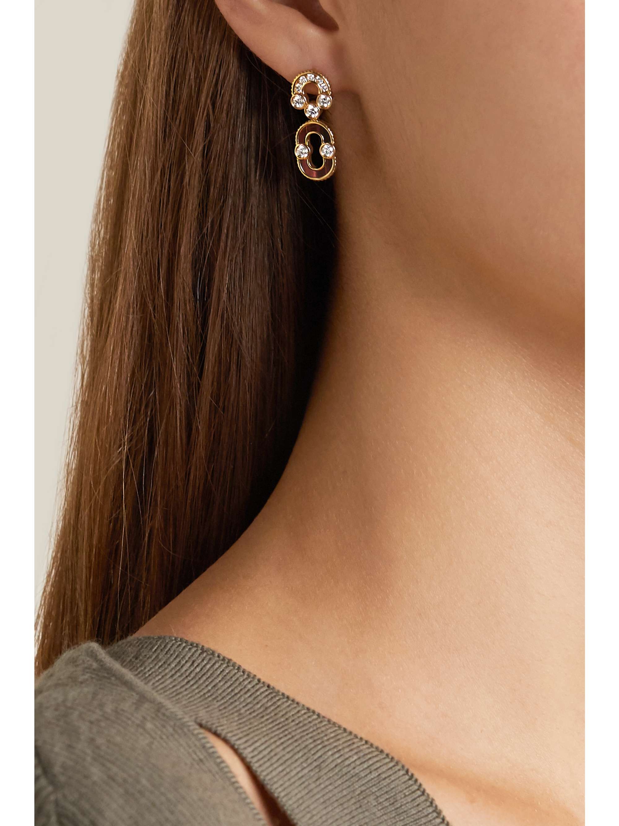 VILTIER Magnetic Solo 18-karat gold, turquoise and diamond earrings