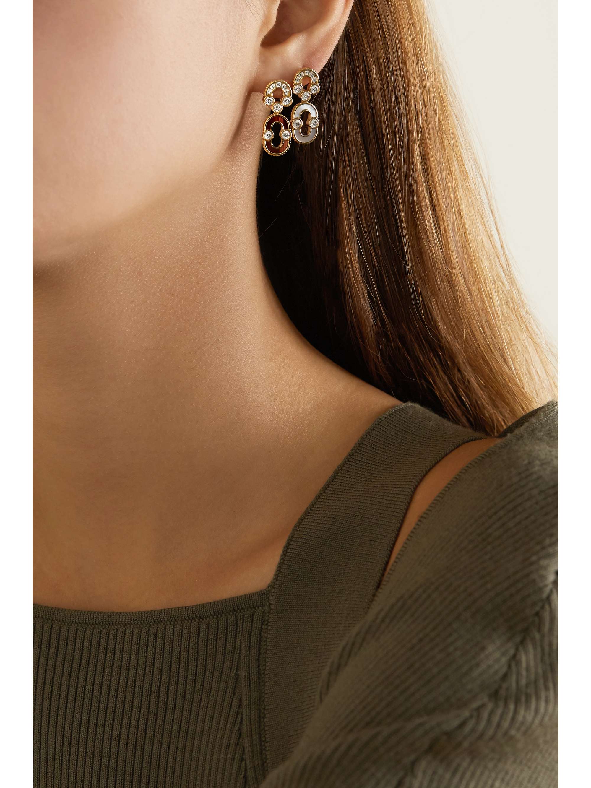 VILTIER Magnetic Solo 18-karat gold, turquoise and diamond earrings
