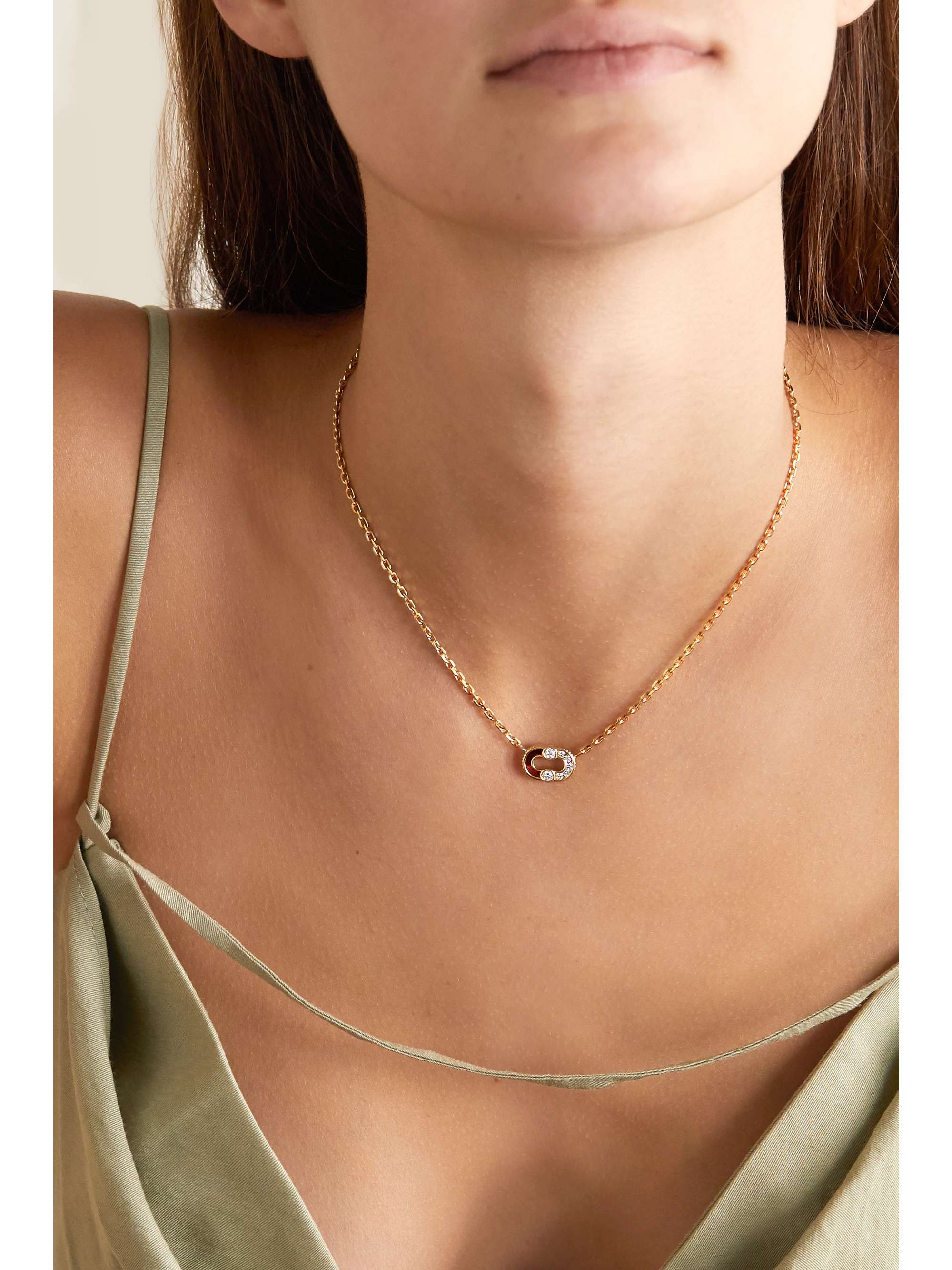 VILTIER + NET SUSTAIN Magnetic Semi 18-karat gold, diamond and bull's eye necklace