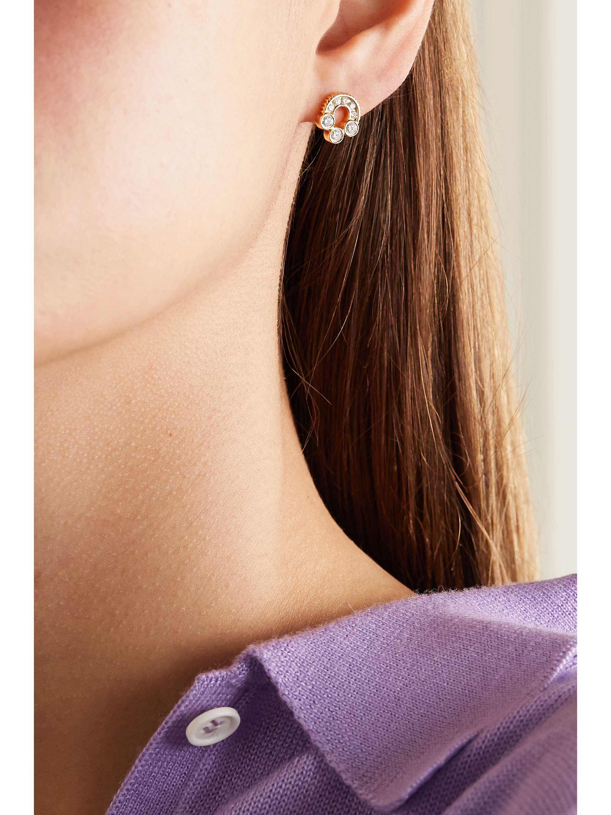 VILTIER Magnetic Stud 18-karat gold, lapis lazuli and diamond earrings