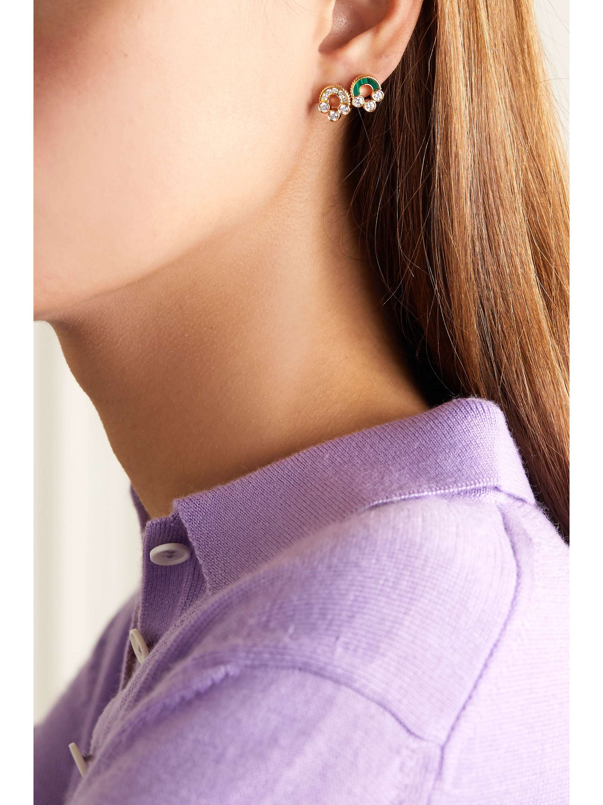 VILTIER Magnetic Stud 18-karat gold, lapis lazuli and diamond earrings