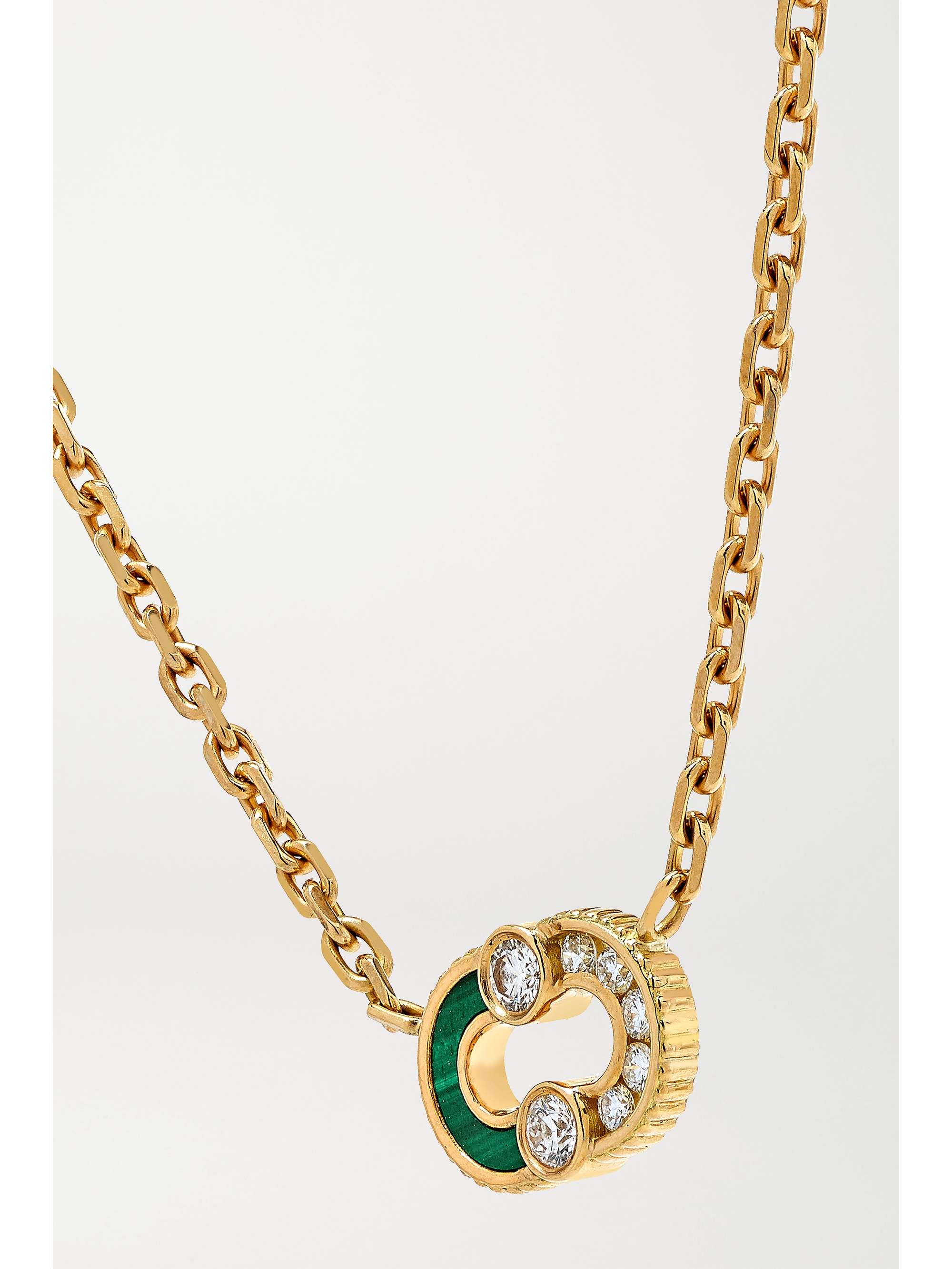 VILTIER Collier en or 18 carats (750/1000), diamants et malachite Magnetic Semi - NET SUSTAIN