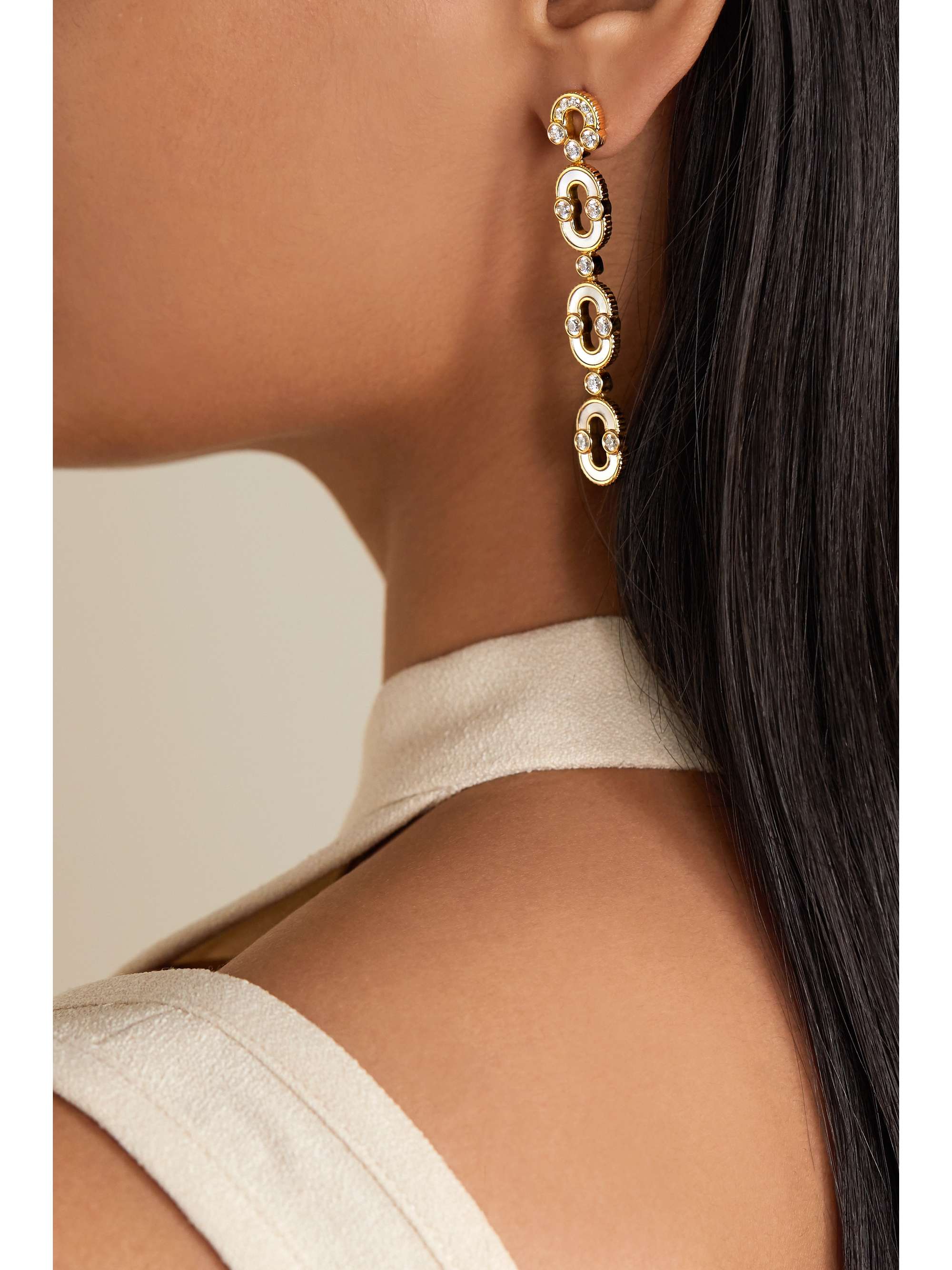 VILTIER + NET SUSTAIN Magnetic Trio 18-karat gold, mother-of-pearl and diamond earrings