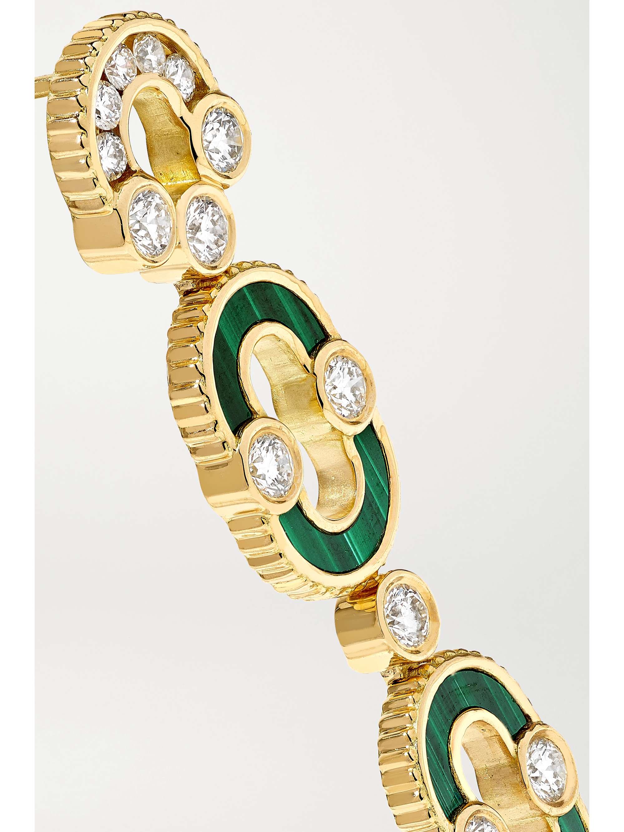 VILTIER + NET SUSTAIN Magnetic Duo Ohrringe aus 18-Karat Gold mit Malachiten und Diamanten