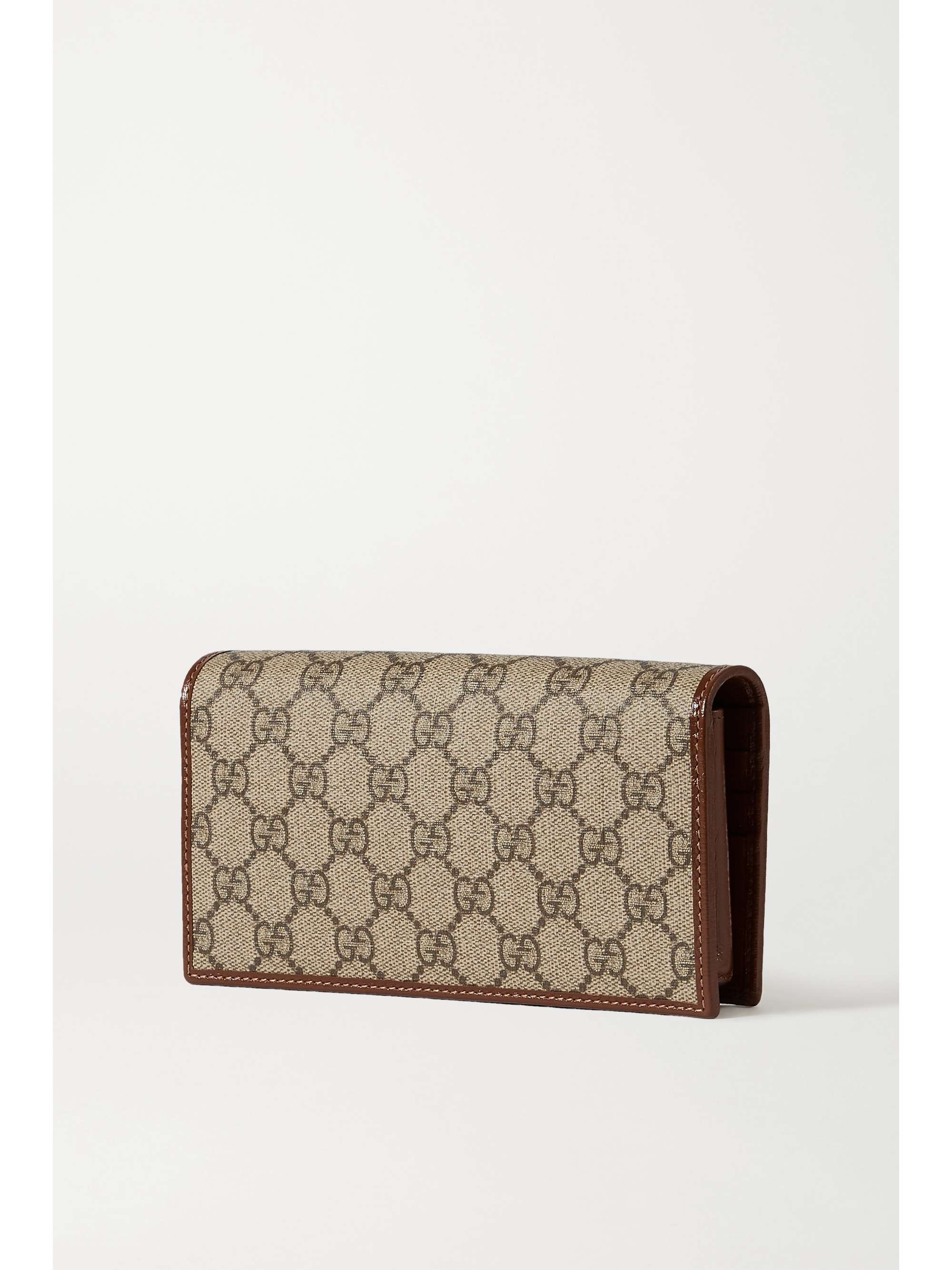GUCCI Horsebit 1955 leather-trimmed printed coated-canvas shoulder bag