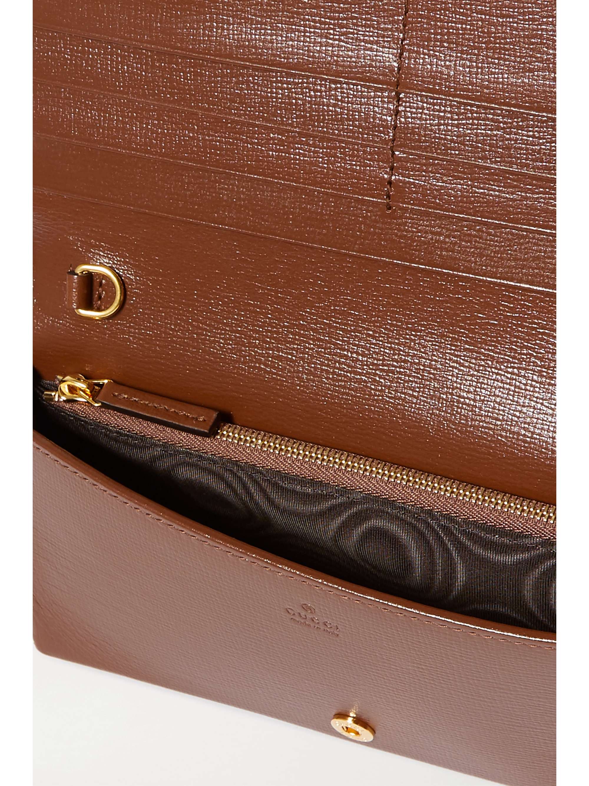 GUCCI Horsebit 1955 leather-trimmed printed coated-canvas shoulder bag